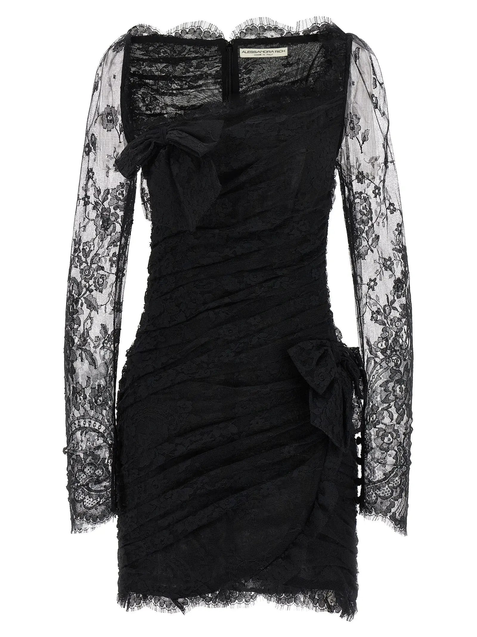 Alessandra Rich Black Organic Cotton Short Dress