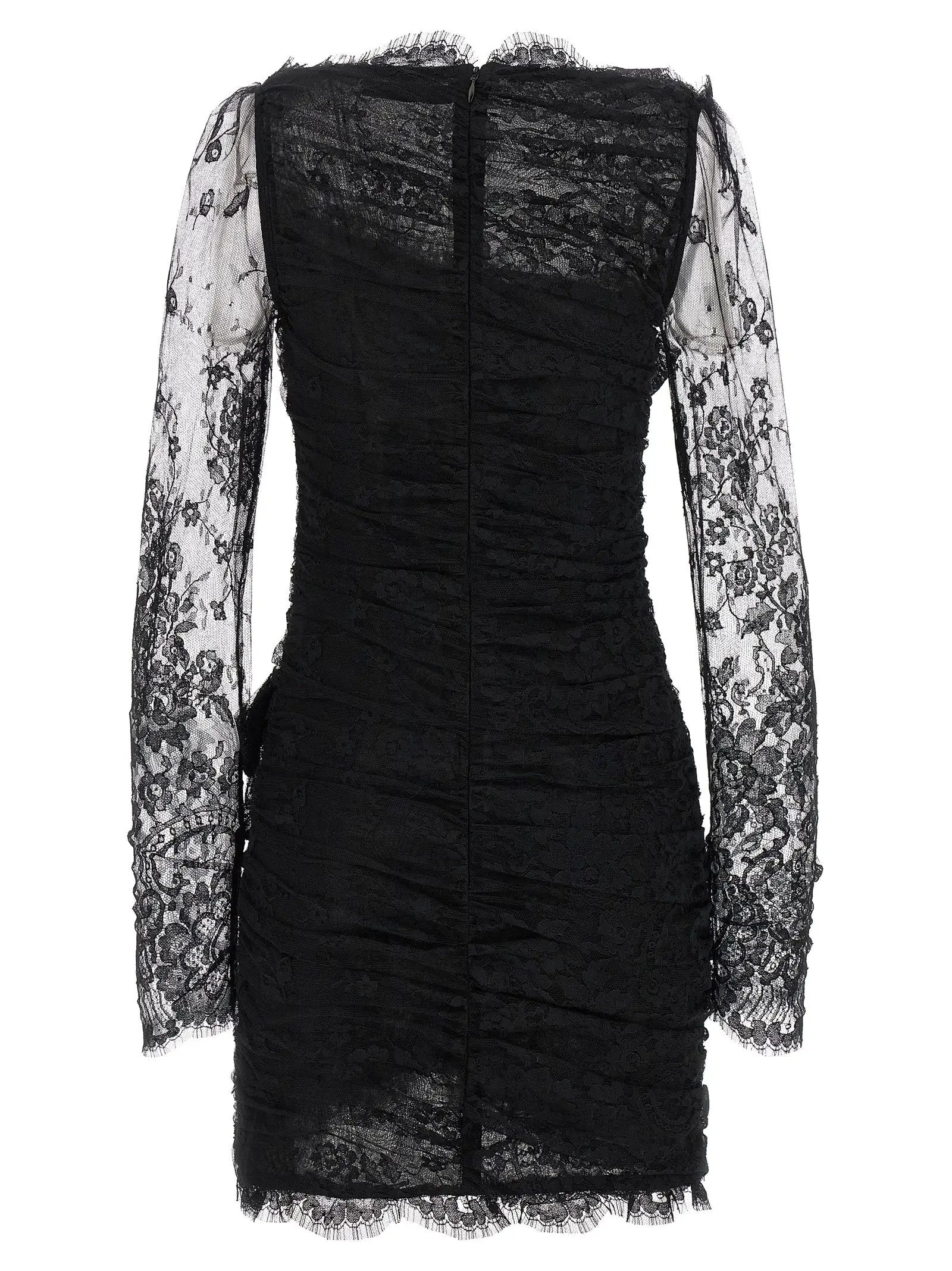 Alessandra Rich Black Organic Cotton Short Dress