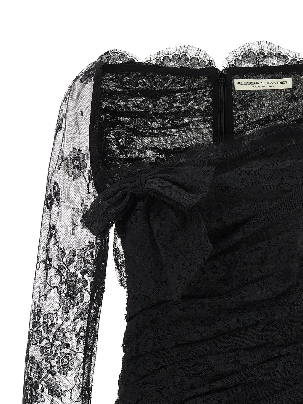 Alessandra Rich Black Organic Cotton Short Dress