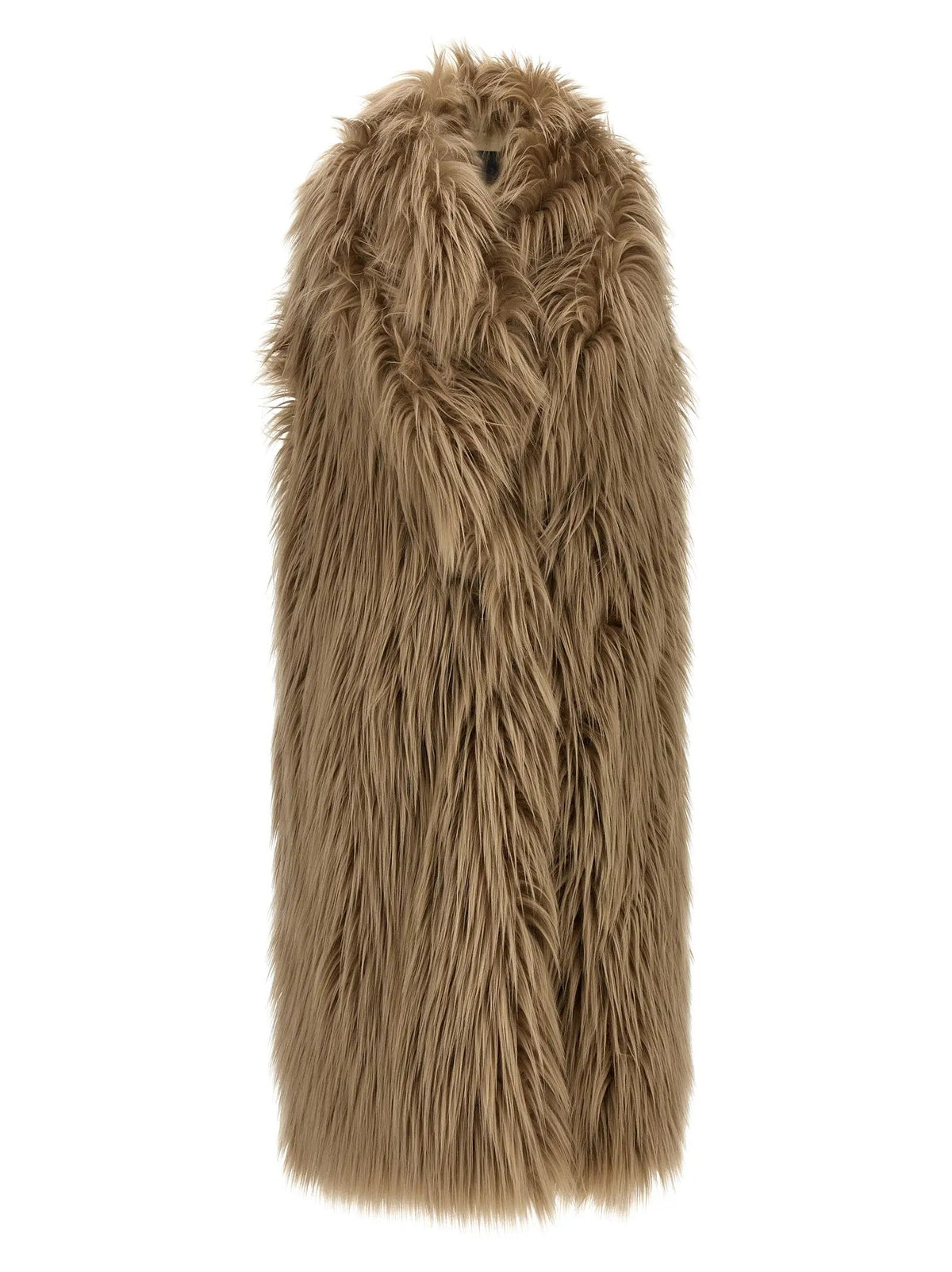 B&B COUTURE B&B Couture Women's Beige Long Faux Fur Vest