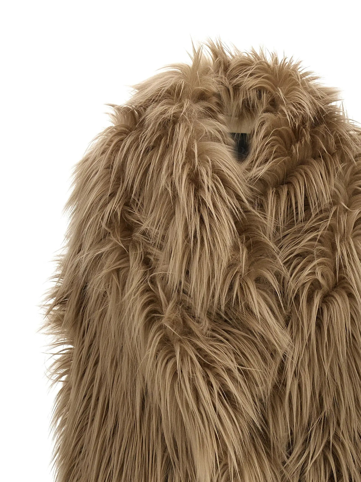 B&B COUTURE B&B Couture Women's Beige Long Faux Fur Vest