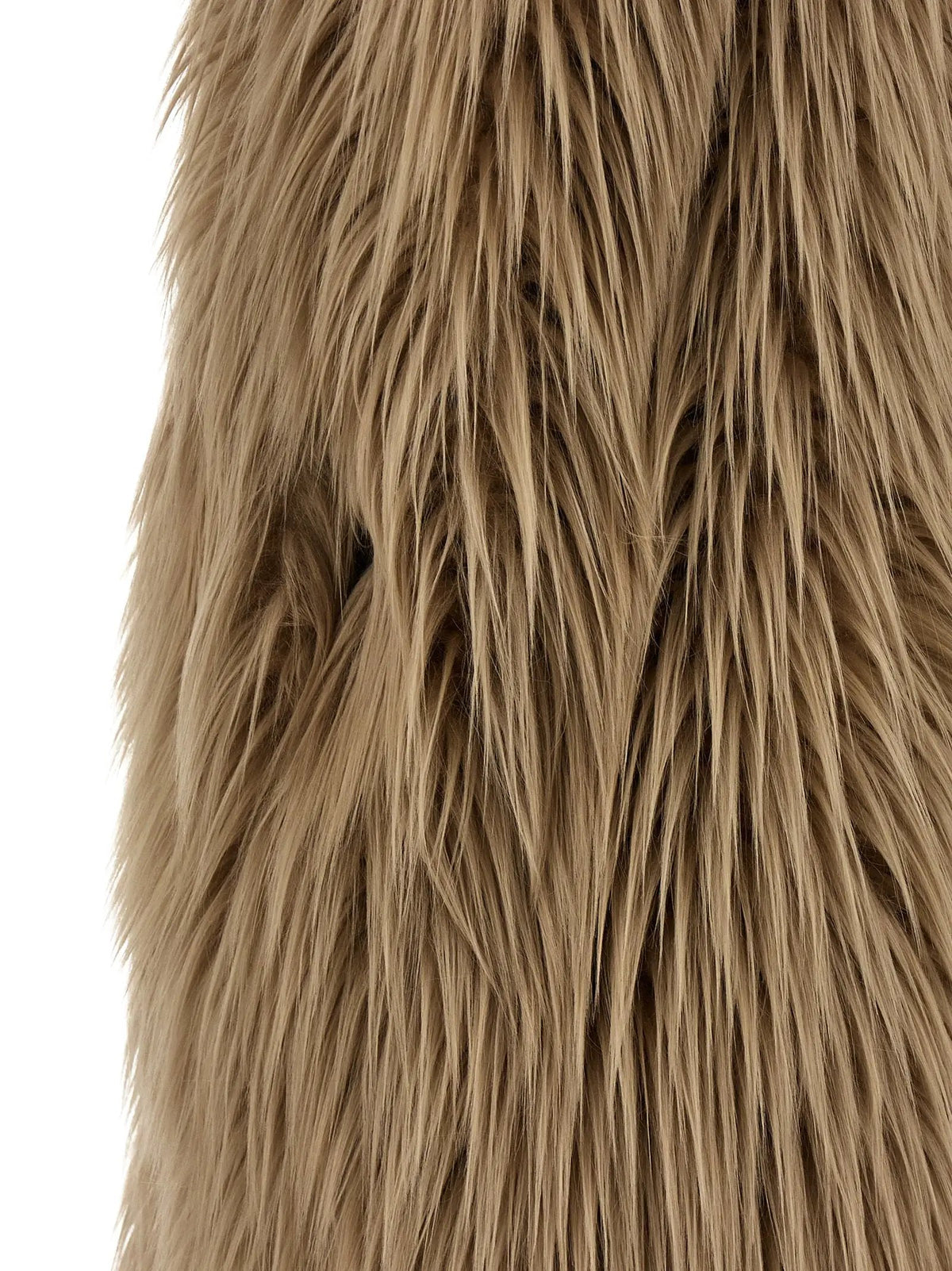 B&B COUTURE B&B Couture Women's Beige Long Faux Fur Vest