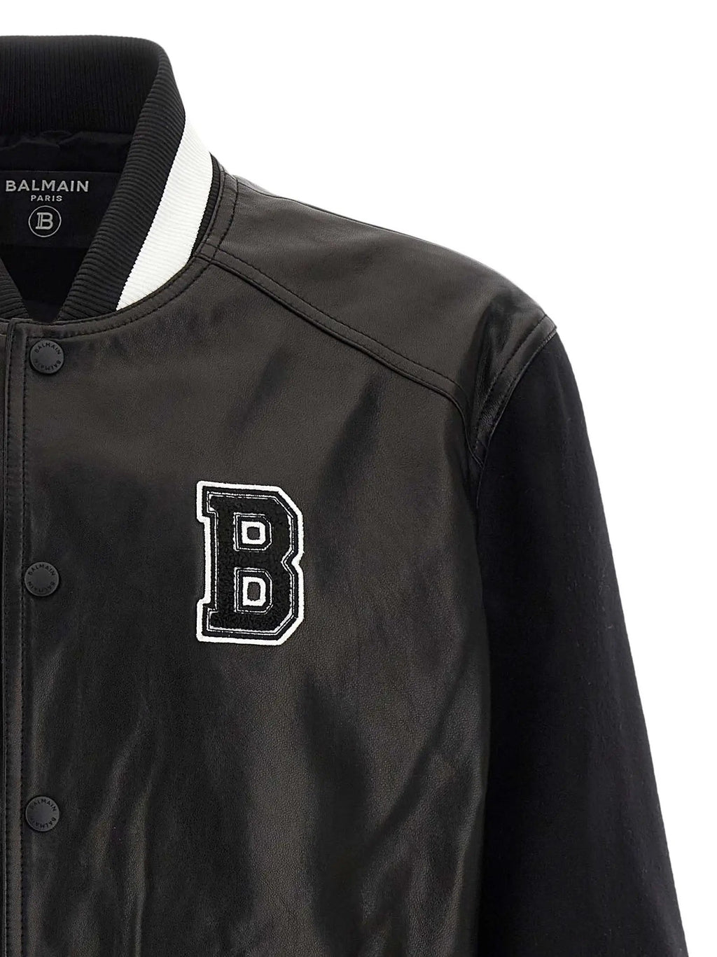 Balmain Bicolor Lamb Leather Leather Jacket