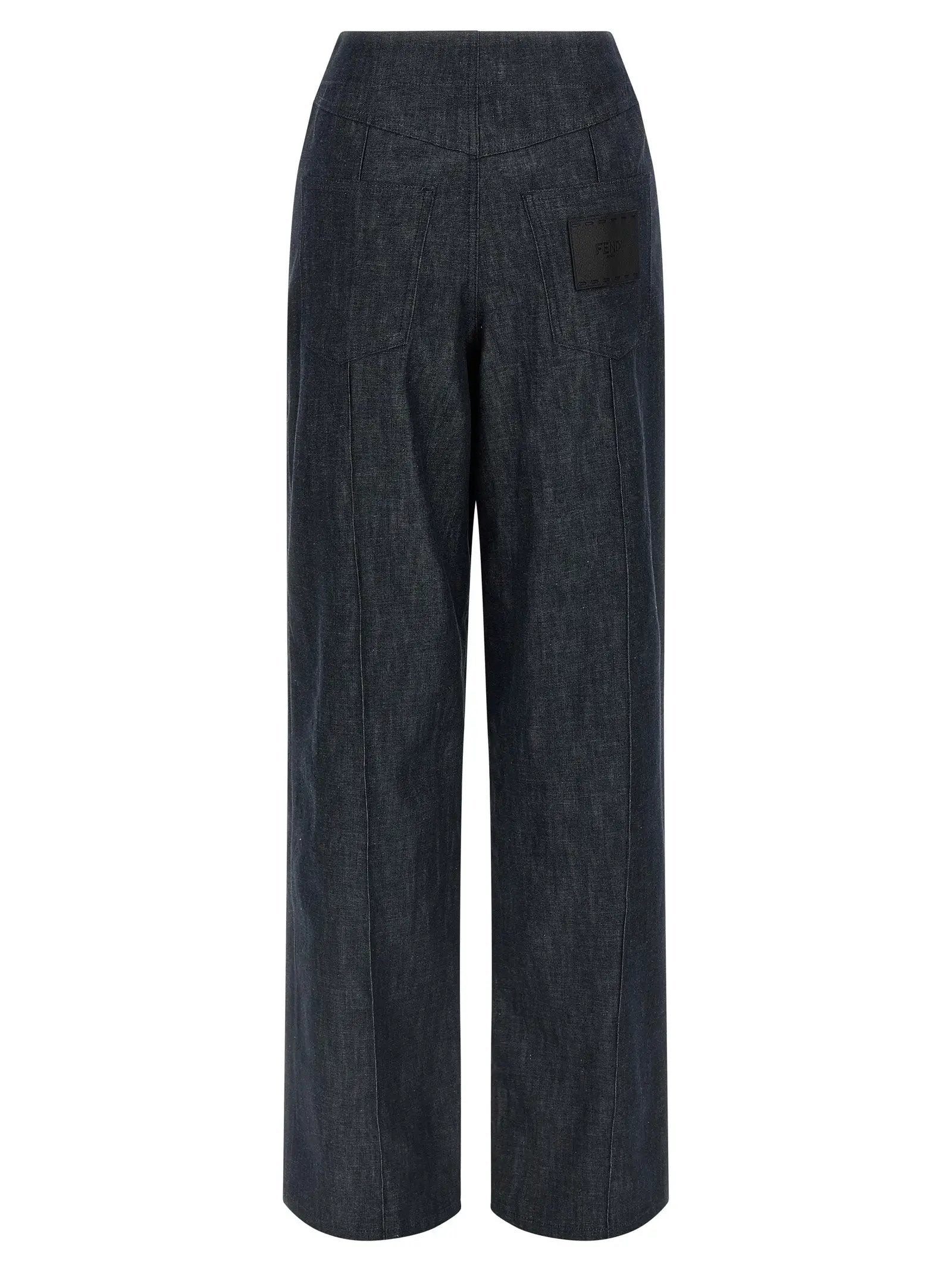Fendi Blue Cotton High-Waisted Jean