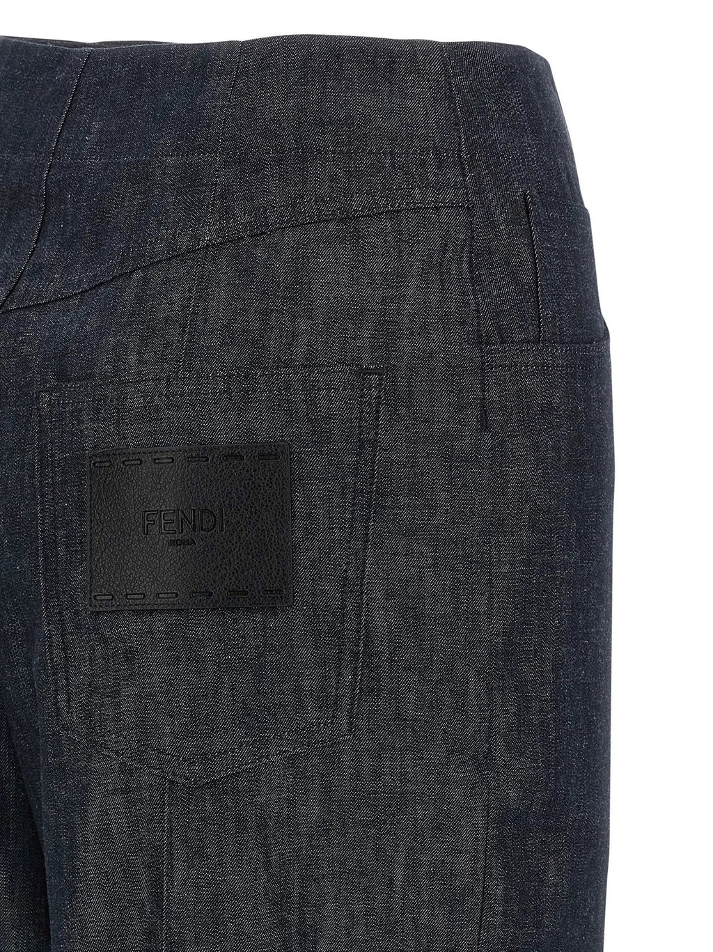 Fendi Blue Cotton High-Waisted Jean