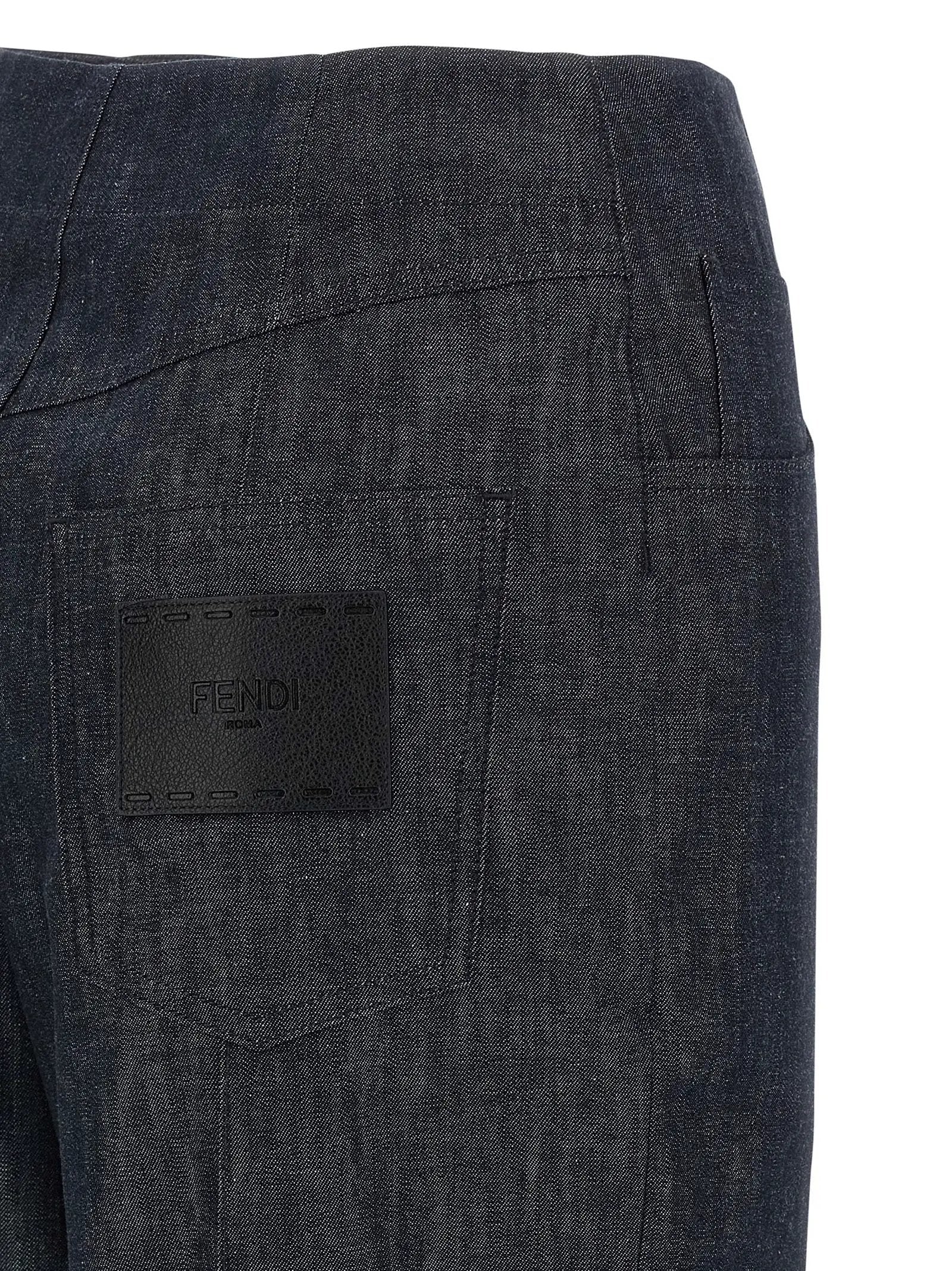 Fendi Blue Cotton High-Waisted Jean