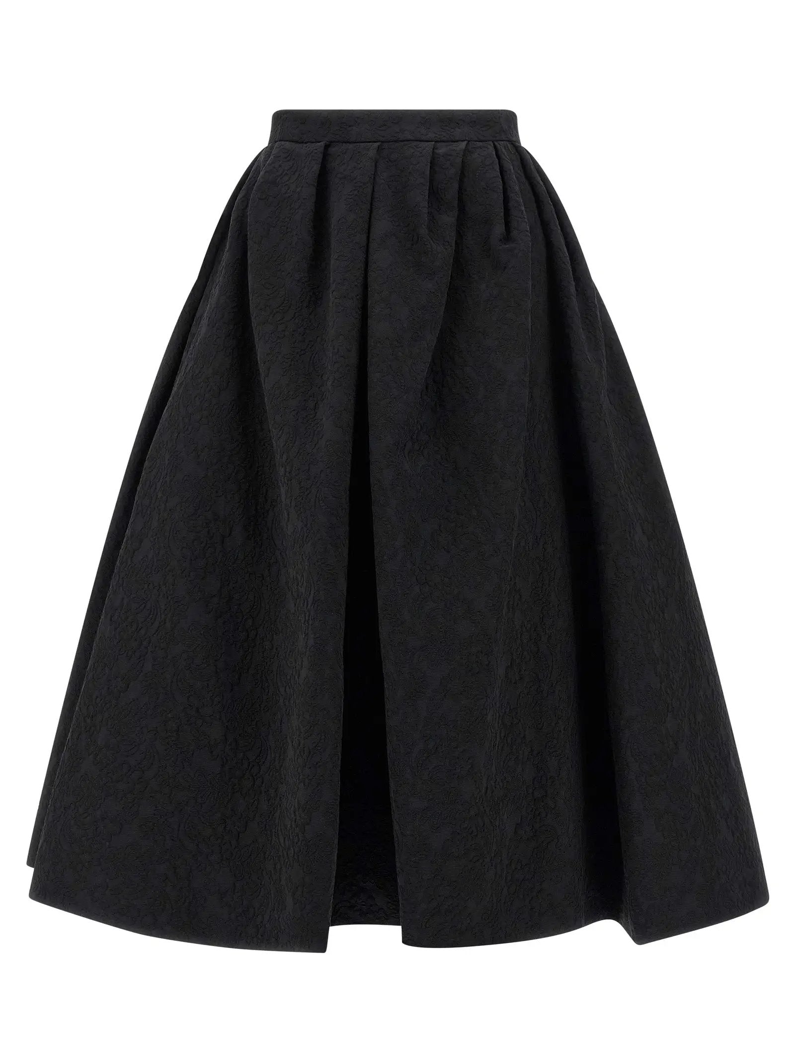 Carolina Herrera Black Cotton Midi Skirt