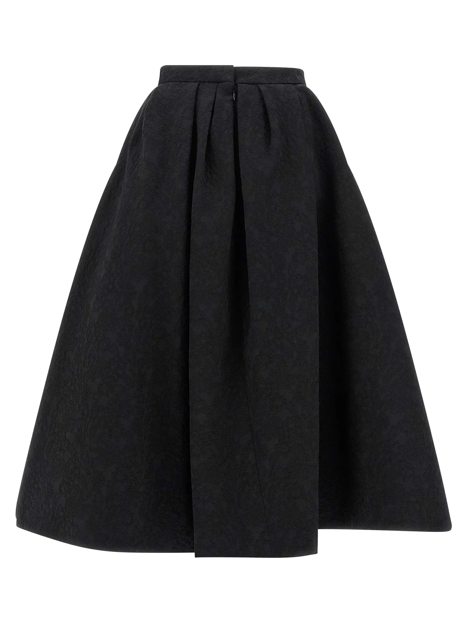 Carolina Herrera Black Cotton Midi Skirt