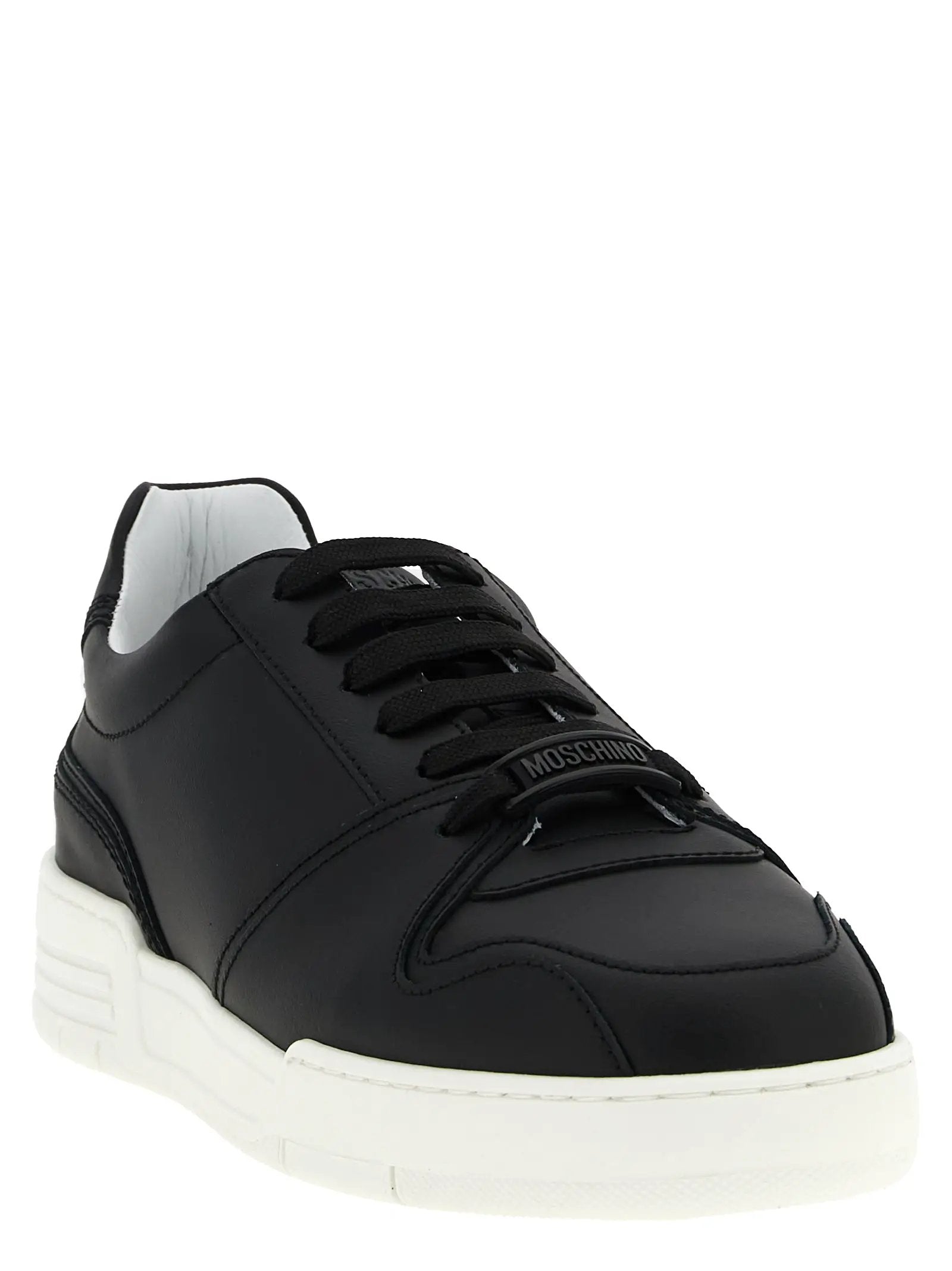 Moschino Black Leather Low Top Sneakers