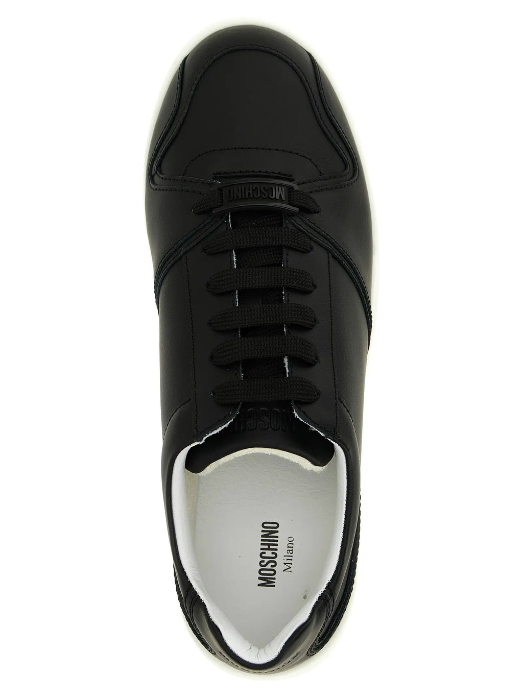 Moschino Black Leather Low Top Sneakers