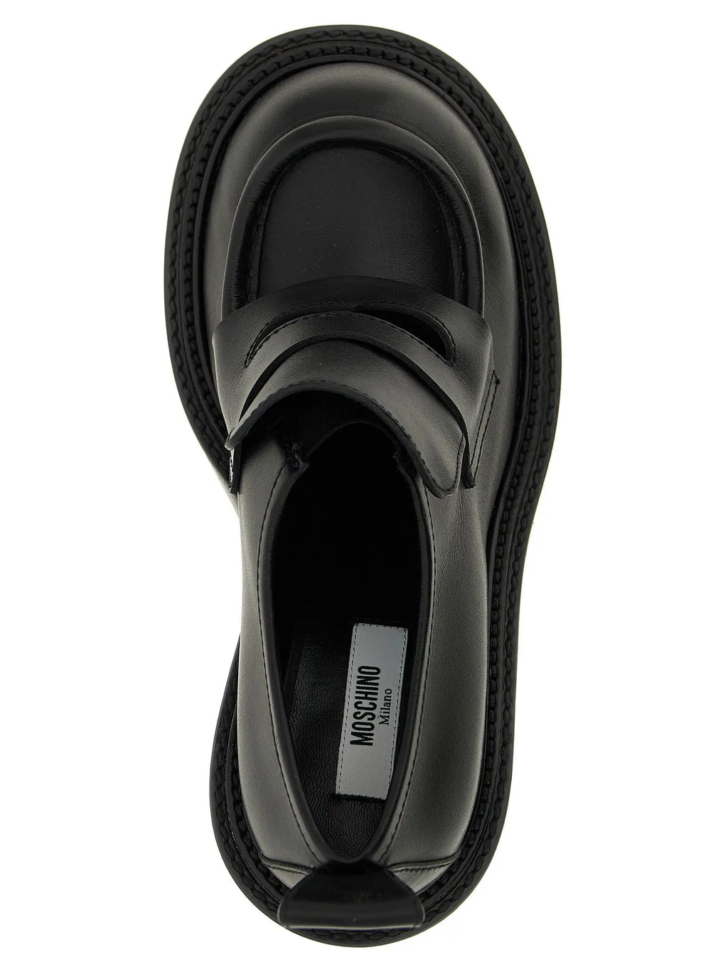 Moschino Black Leather Platform Loafers