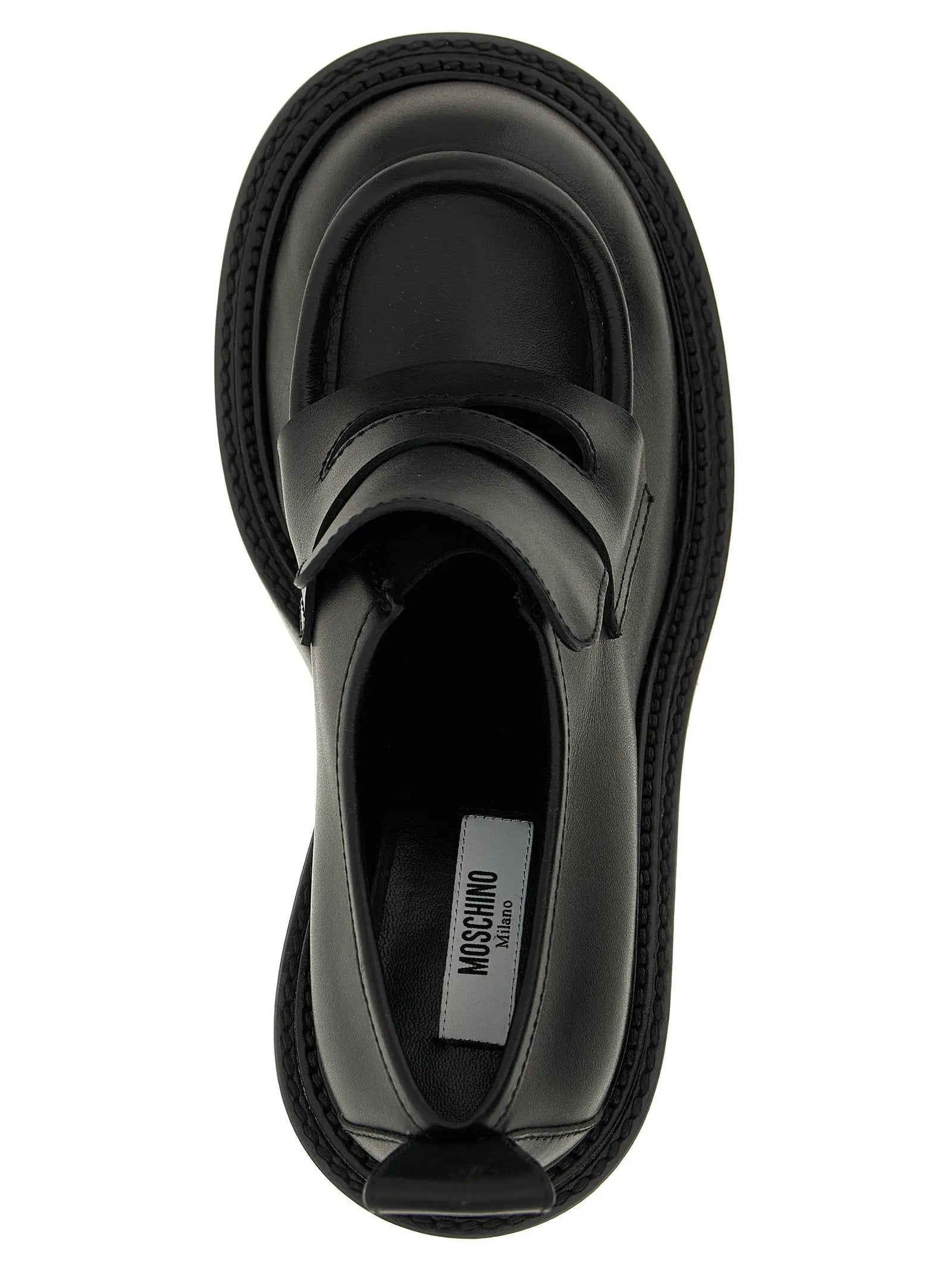 Moschino Black Leather Platform Loafers