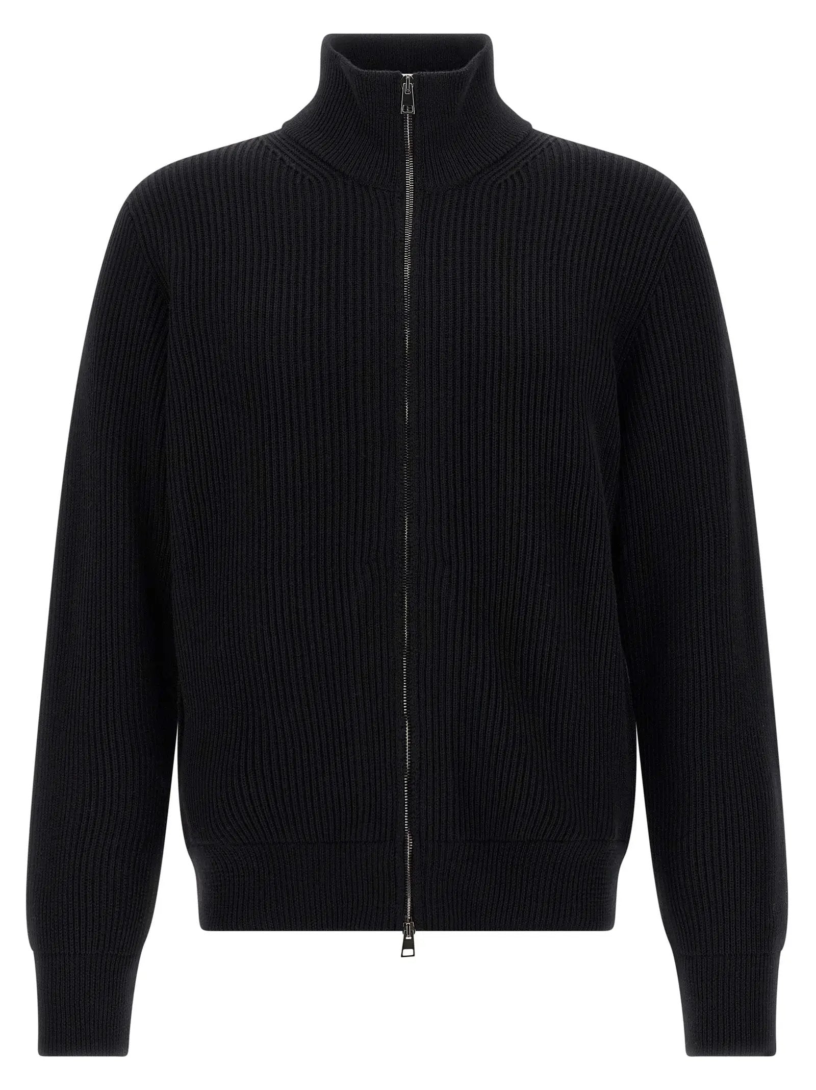 Roberto Collina Black Merino Wool Cardigan
