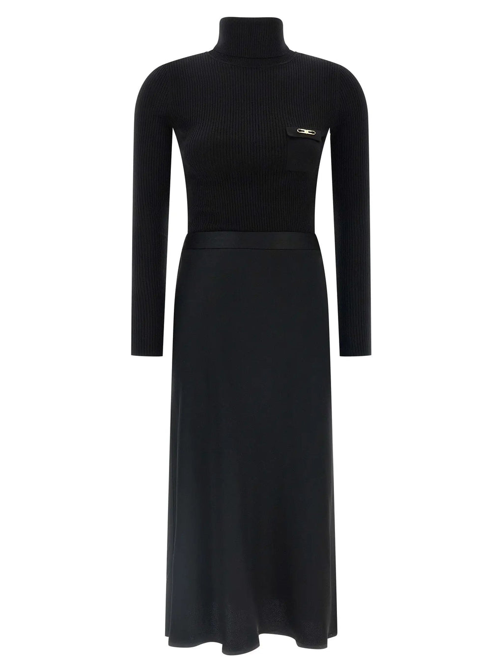 Elisabetta Franchi Black Lycra Midi Dress