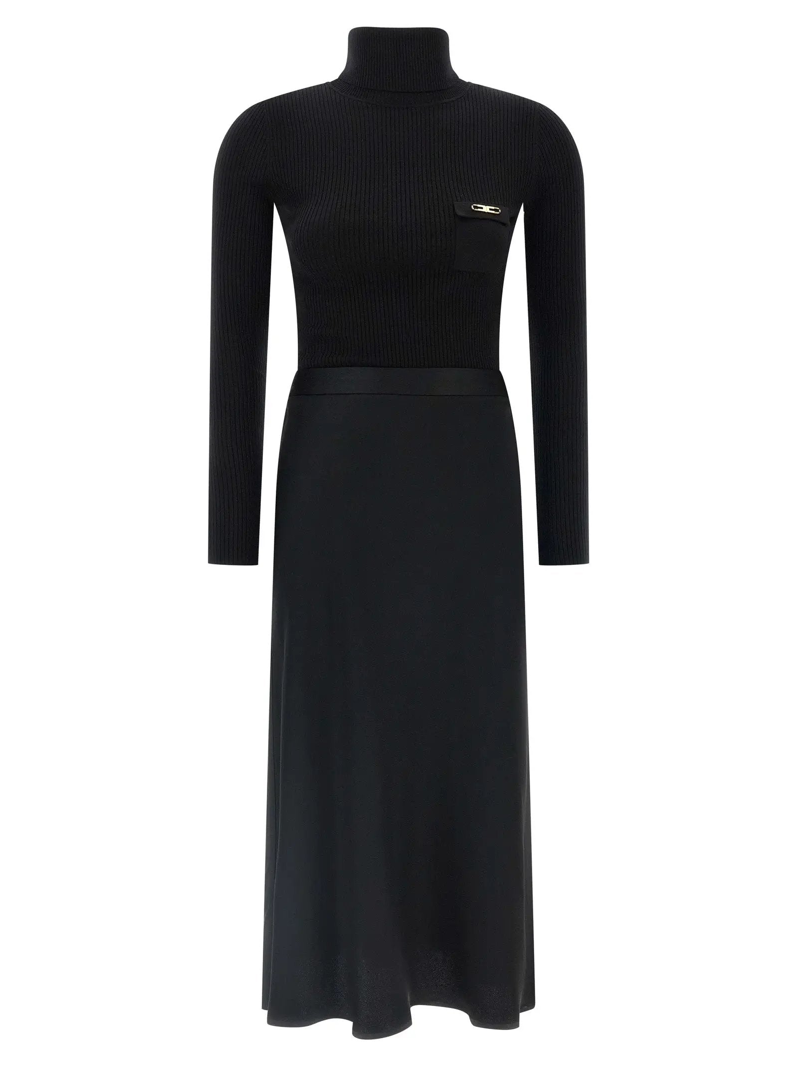 Elisabetta Franchi Black Lycra Midi Dress