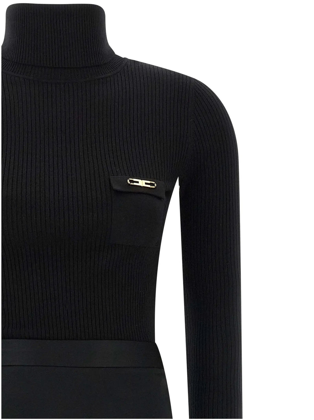Elisabetta Franchi Black Lycra Midi Dress