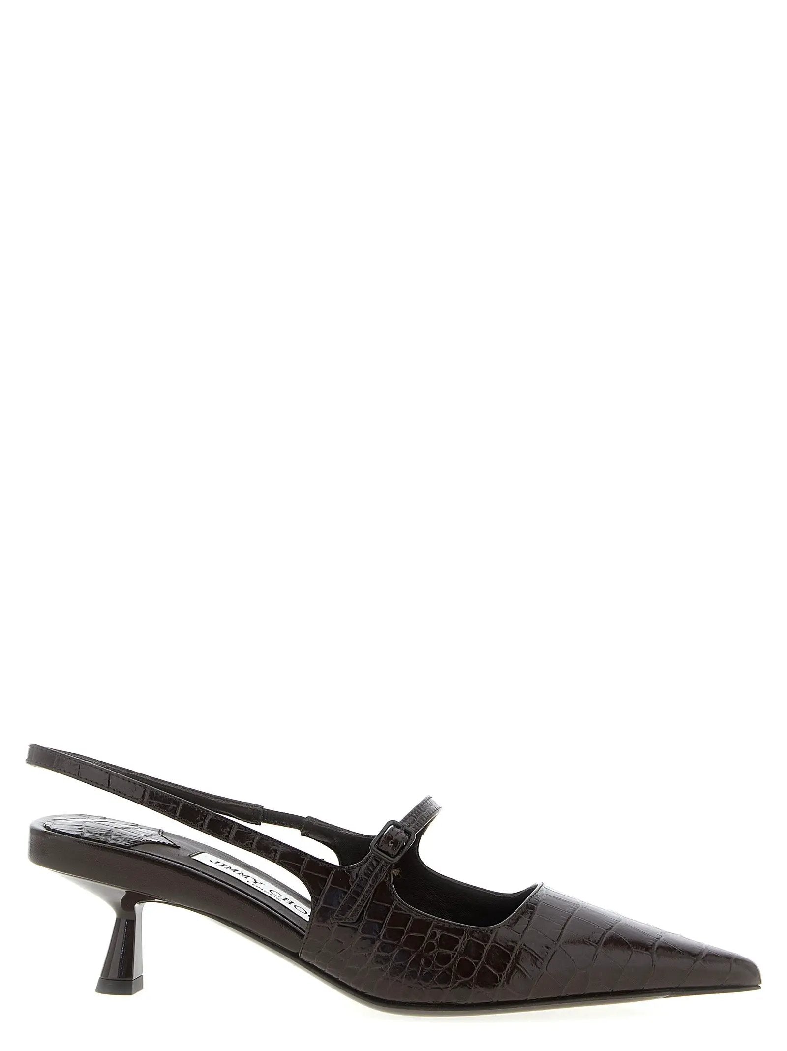 Jimmy Choo Brown Leather Mid Heel Pumps