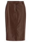 Giuseppe Di Morabito Giuseppe Di Morabito Brown Leather Midi Skirt