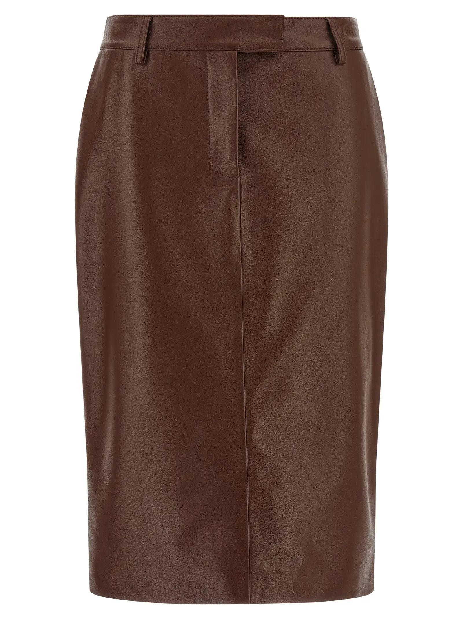 Giuseppe Di Morabito Giuseppe Di Morabito Brown Leather Midi Skirt