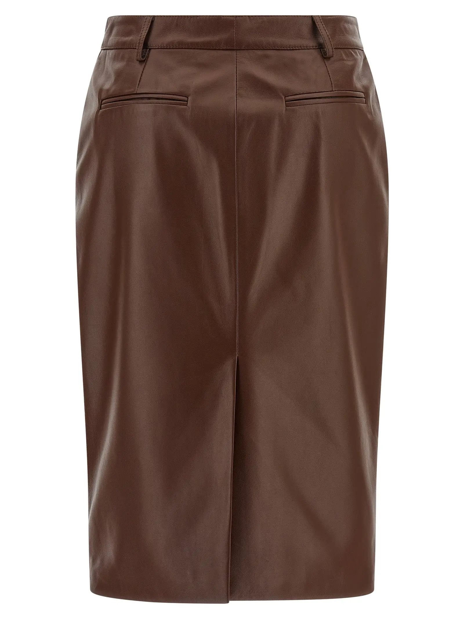 Giuseppe Di Morabito Giuseppe Di Morabito Brown Leather Midi Skirt