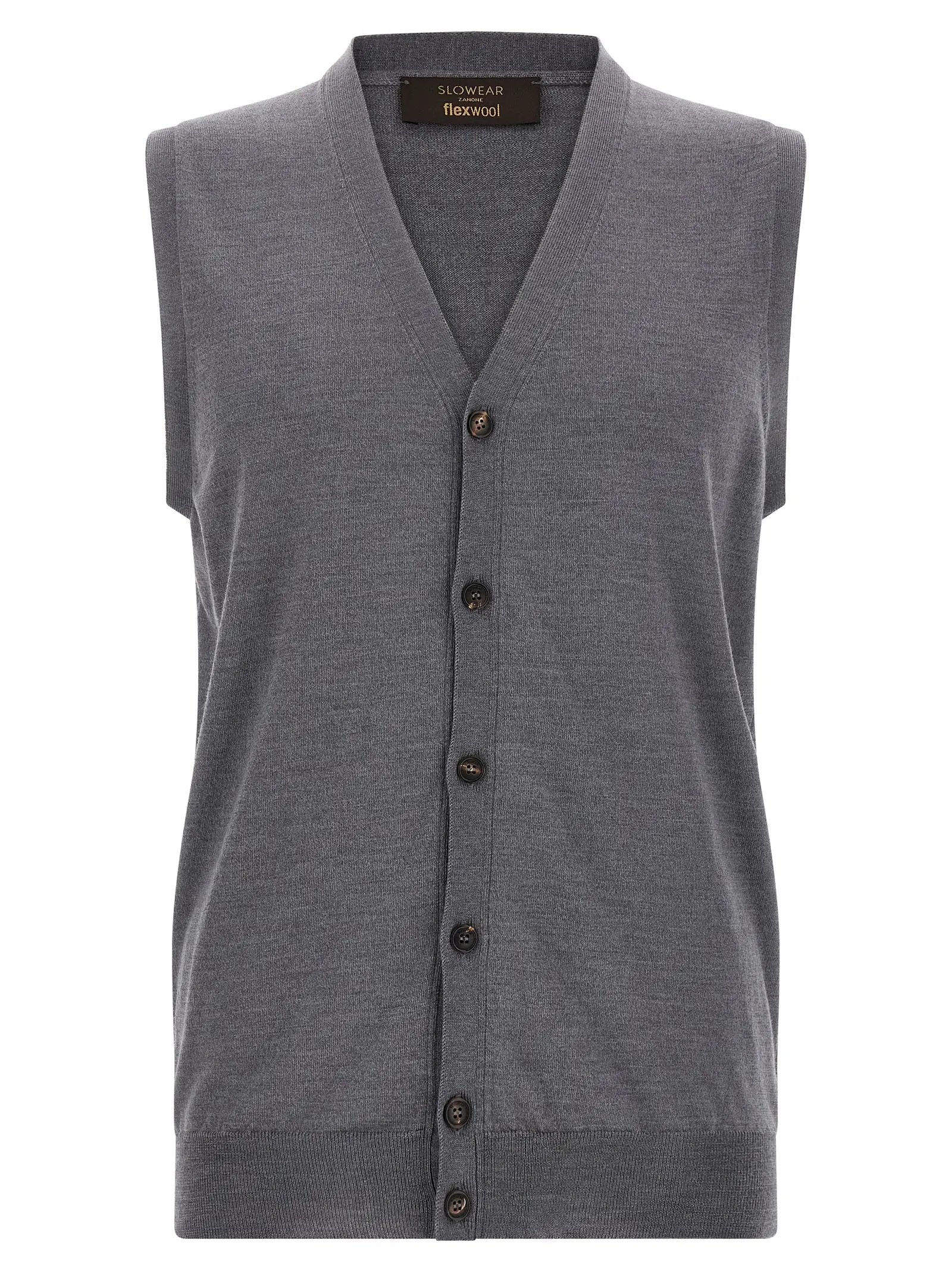 ZANONE Gray Virgin Wool Sleeveles Sweater