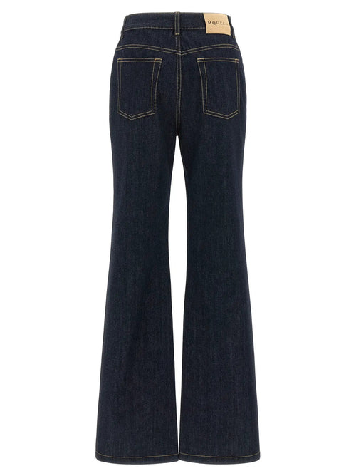 Jean évasé bleu en coton Alexander McQueen