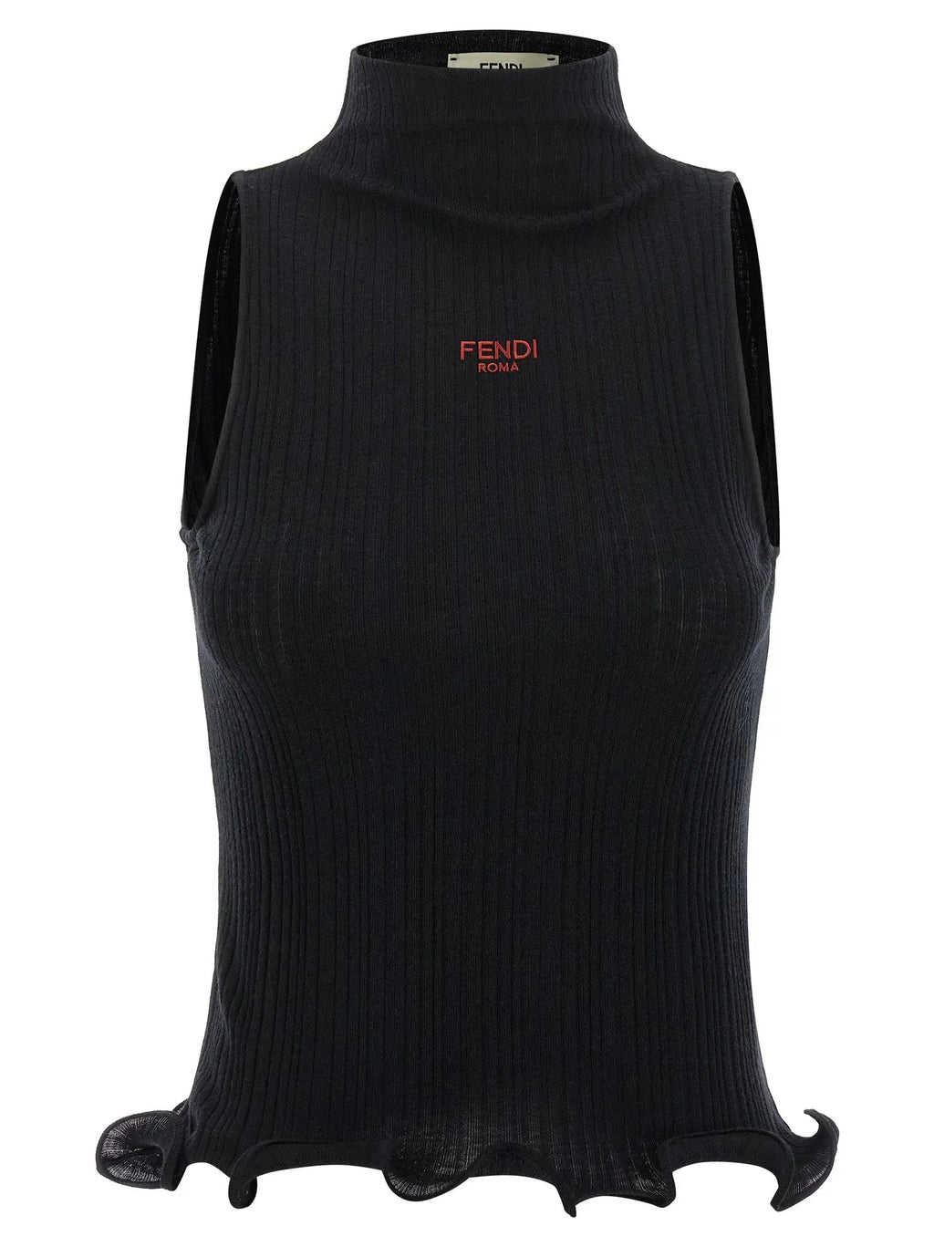 Fendi Black Polyester Sleeveles T-Shirt