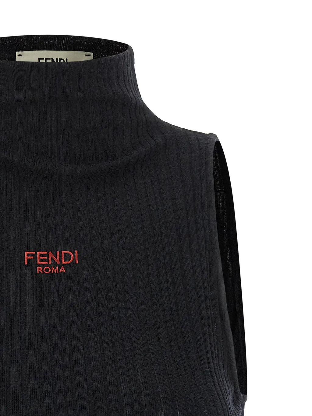 Fendi Black Polyester Sleeveles T-Shirt