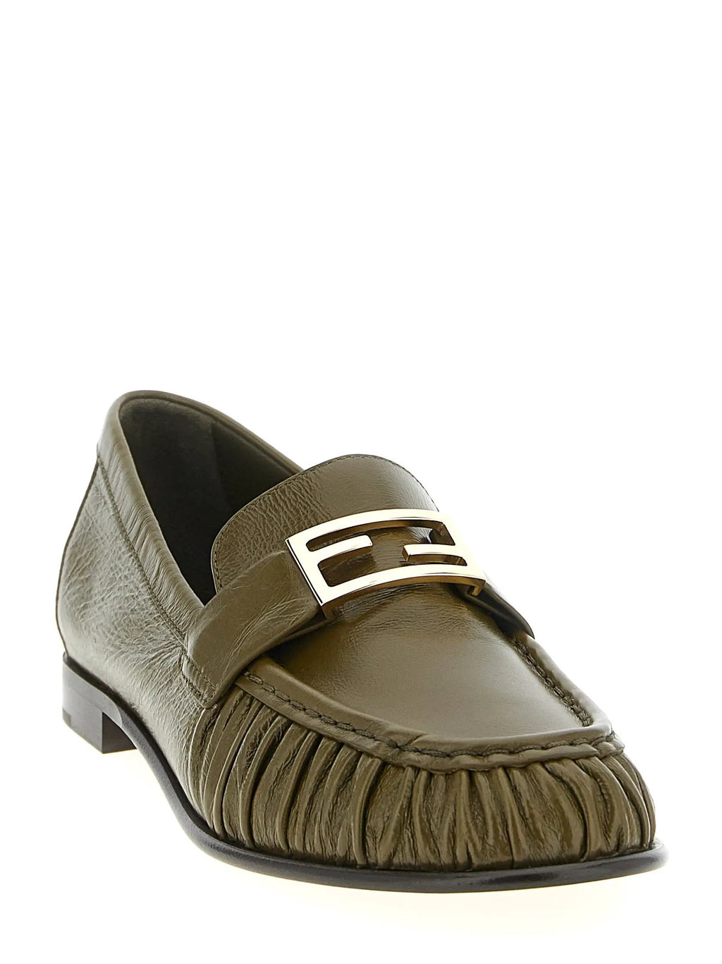 Fendi Bicolor Lamb Leather Slip-On Loafers