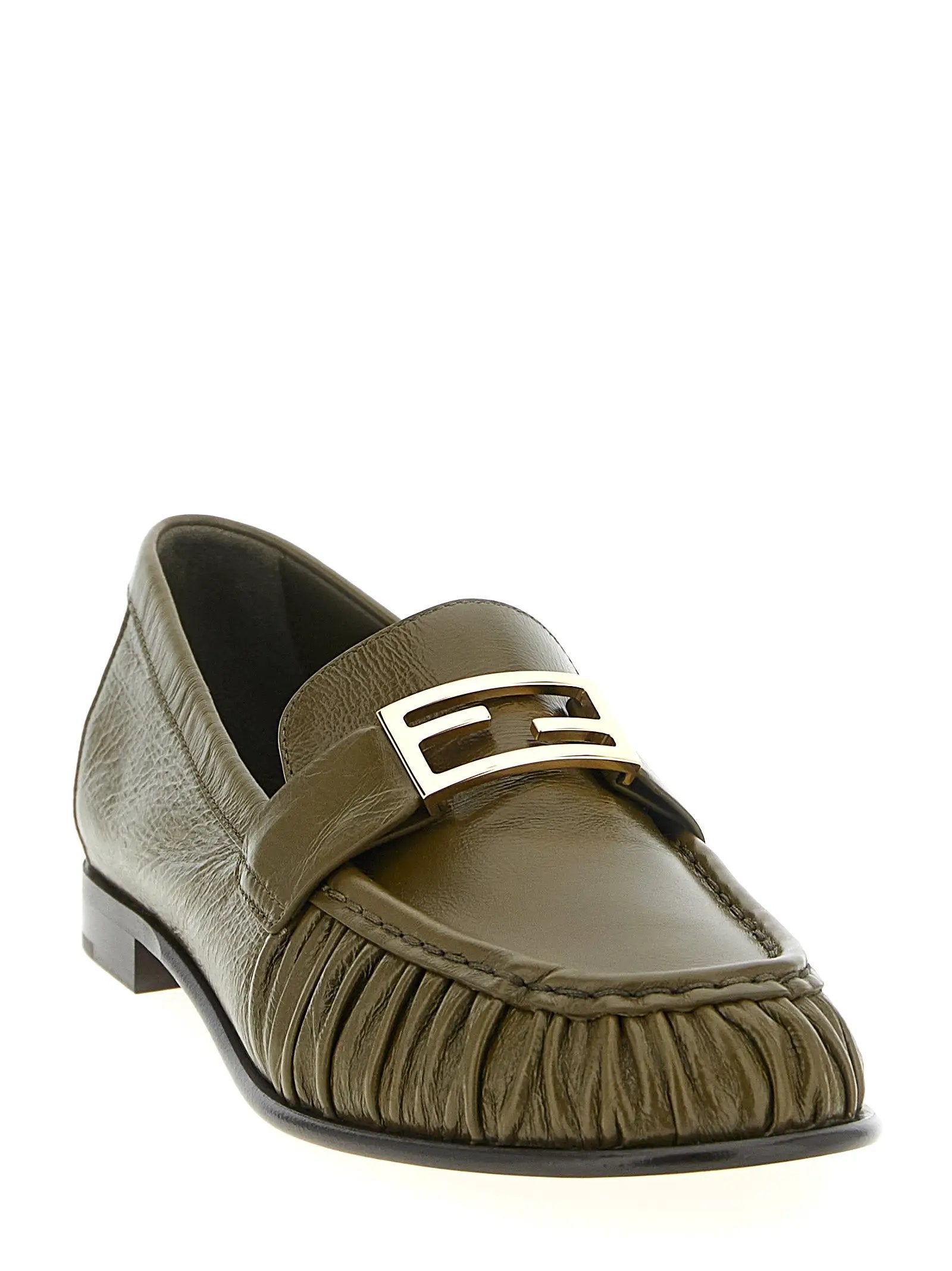 Fendi Bicolor Lamb Leather Slip-On Loafers
