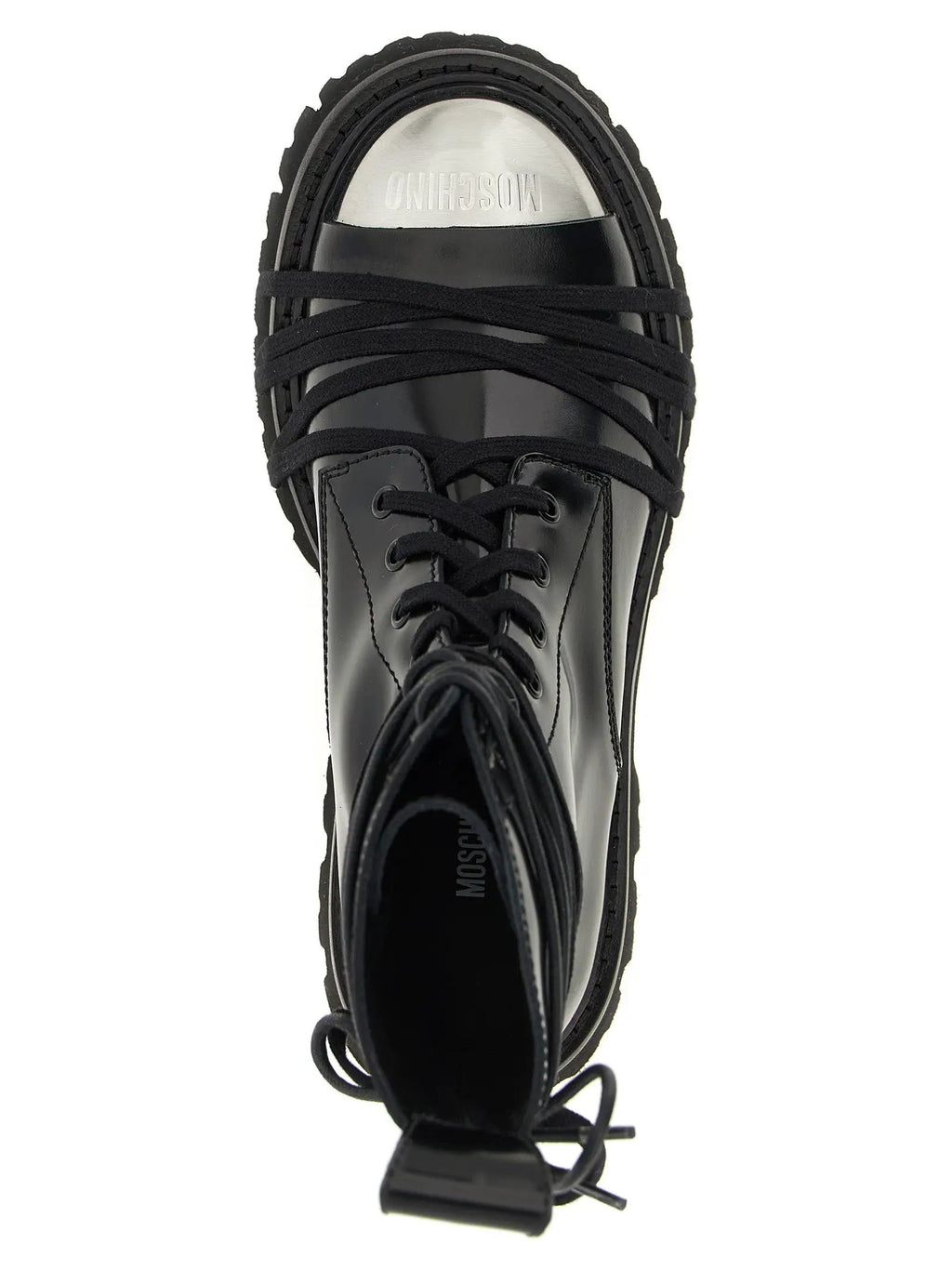Moschino Black Calfskin Lace-Up Boots
