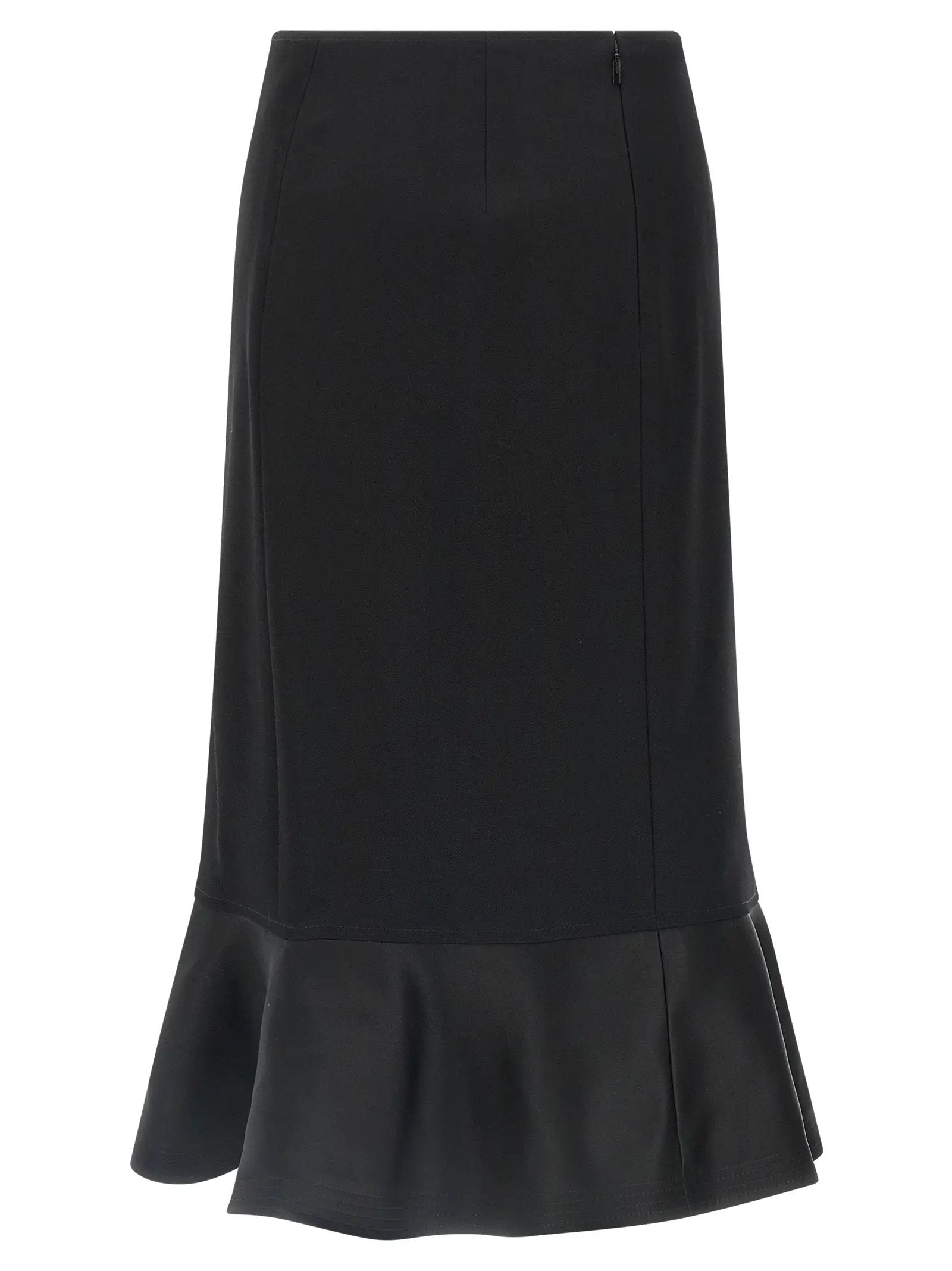 Fendi Black Virgin Wool Midi Skirt