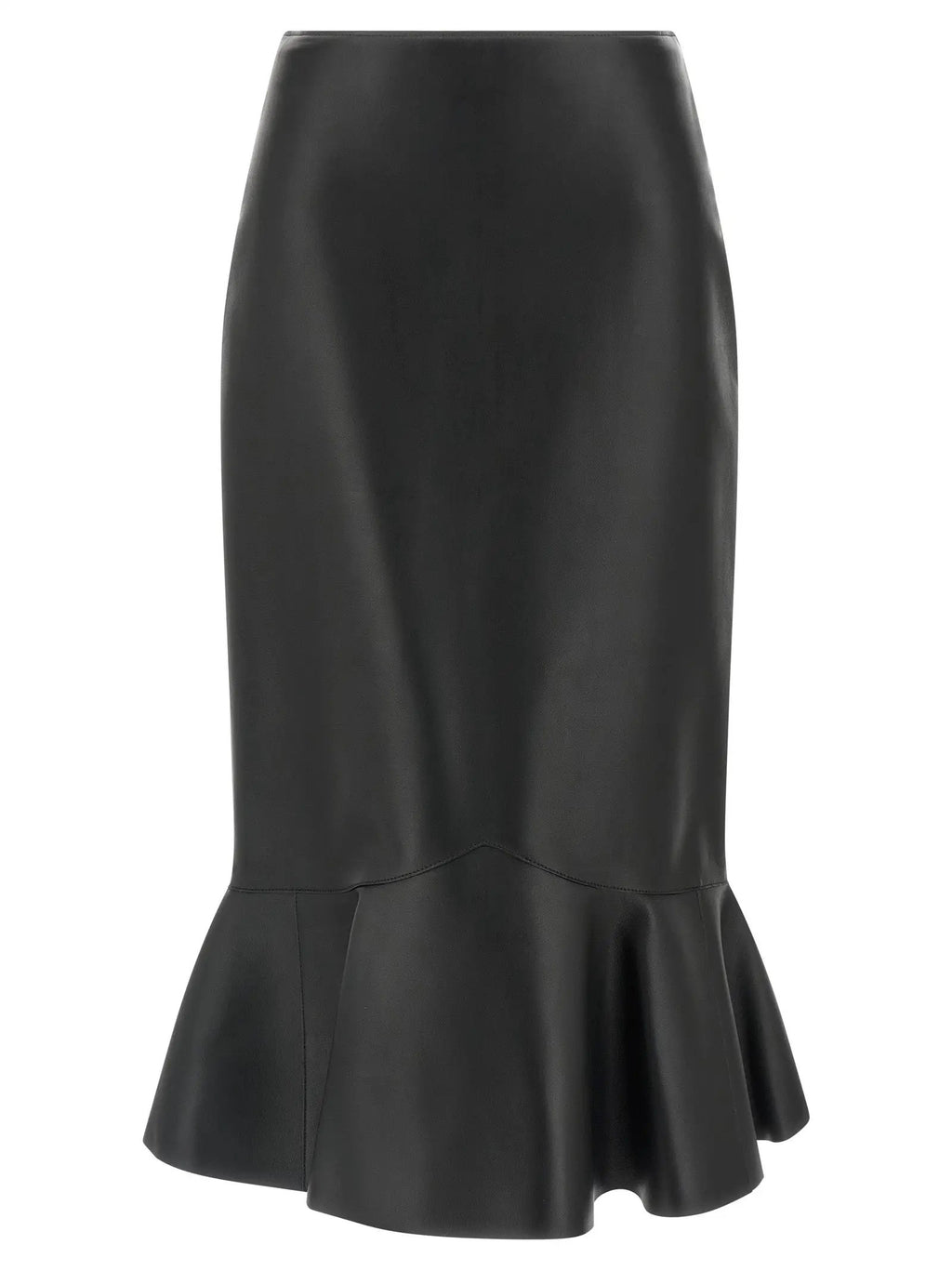 Fendi Black Lamb Leather Midi Skirt