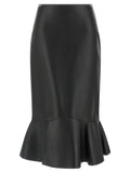 Fendi Black Lamb Leather Midi Skirt