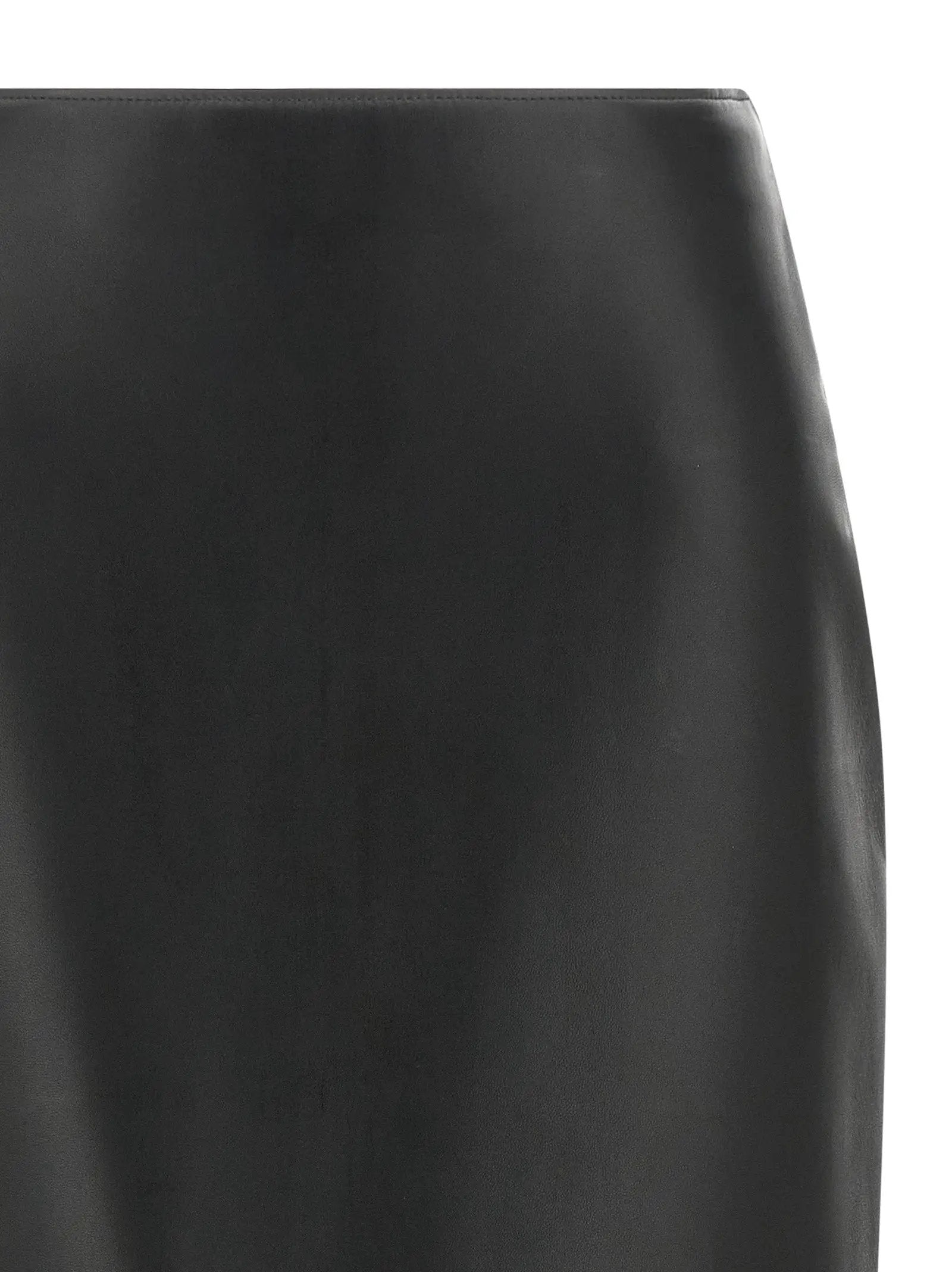 Fendi Black Lamb Leather Midi Skirt