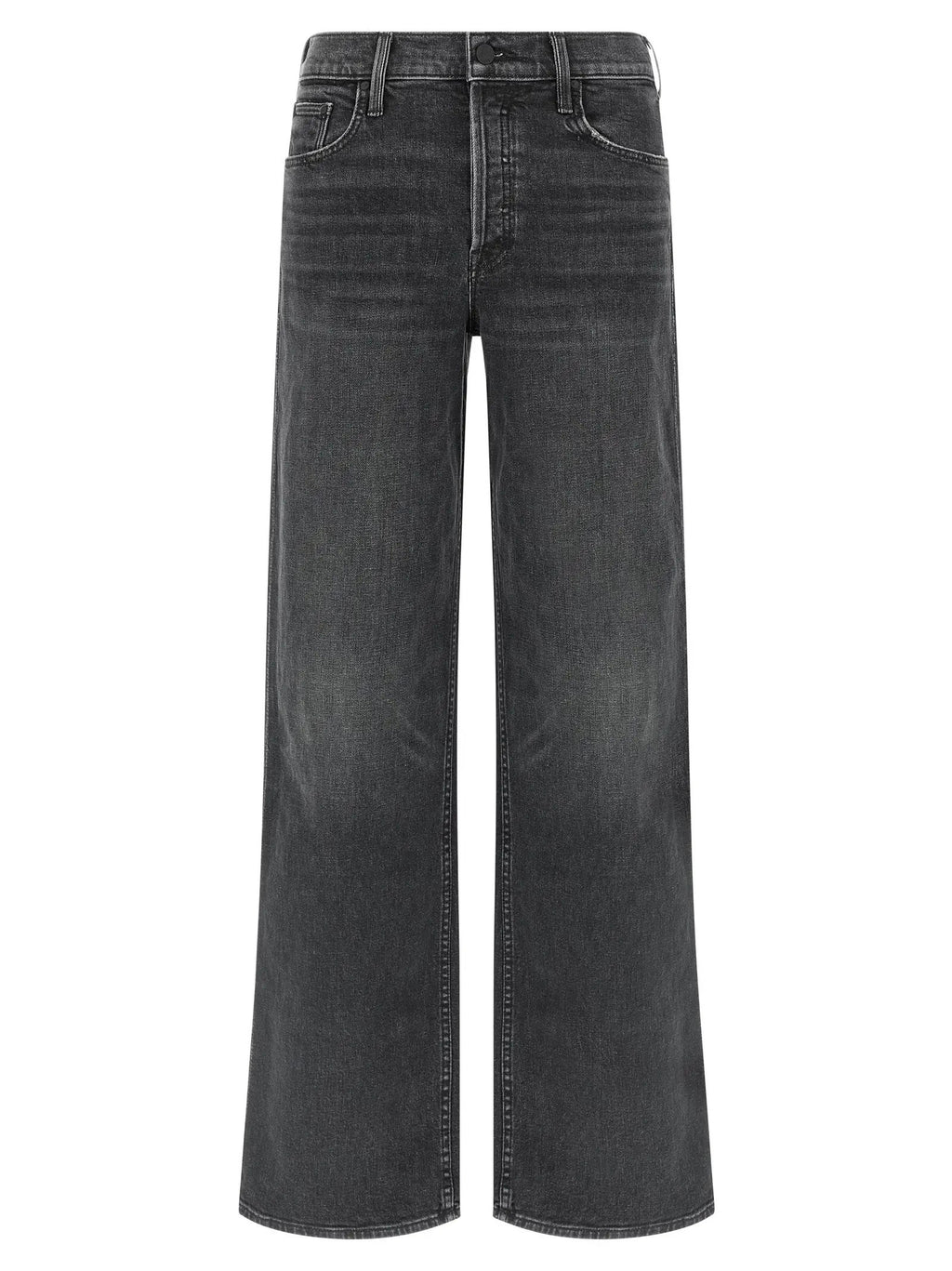 Mother Denim Black Cotton Straight-Leg Jeans