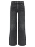 Mother Denim Black Cotton Straight-Leg Jeans