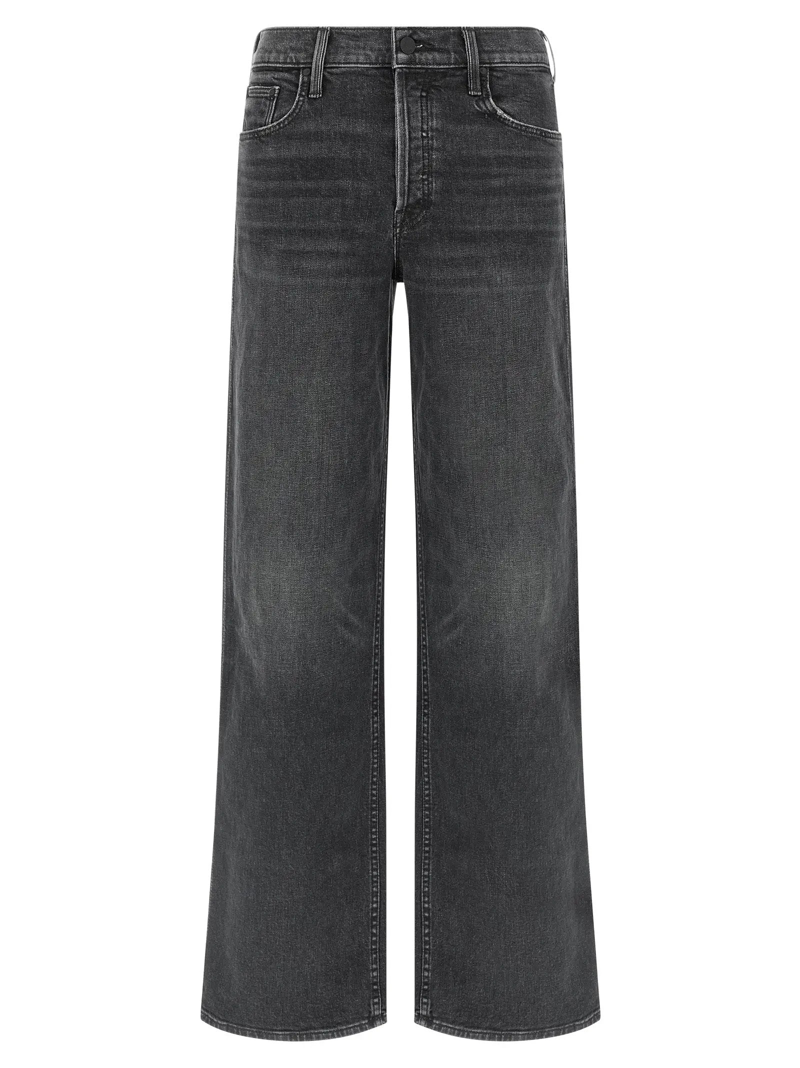 Mother Denim Black Cotton Straight-Leg Jeans