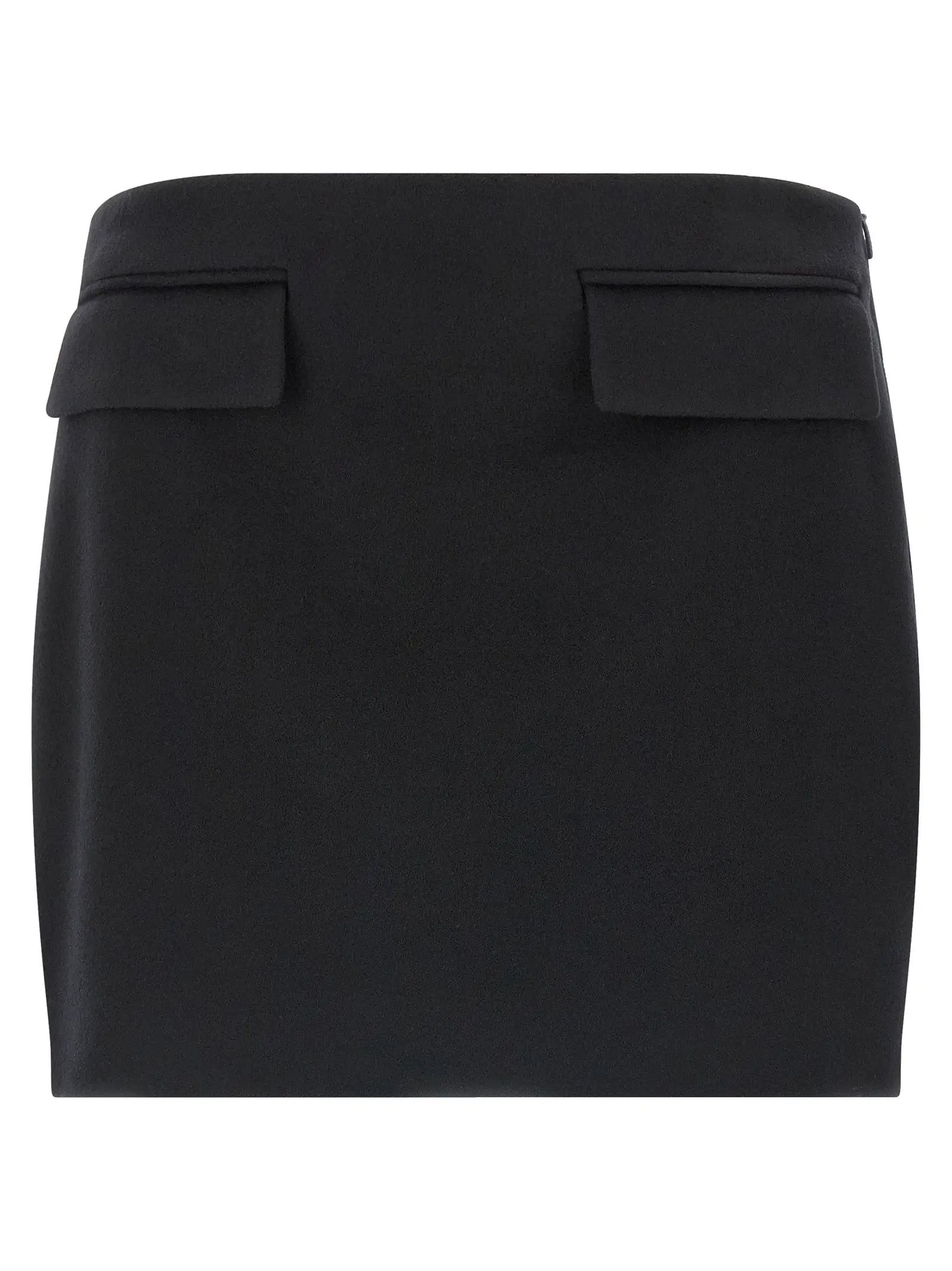 Ferragamo Black Virgin Wool Long Skirt