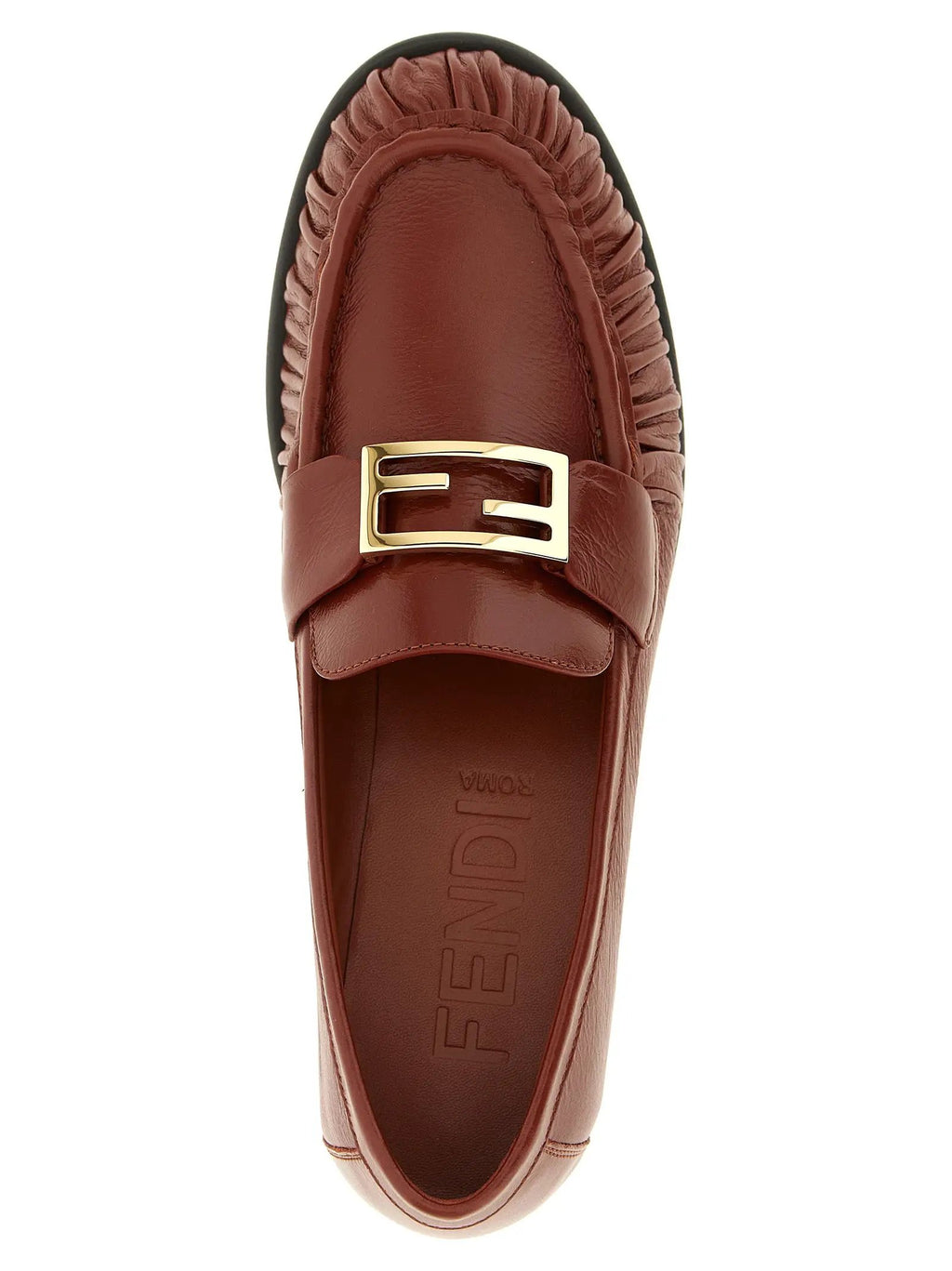 Fendi Brown Lamb Leather Slip-On Loafers