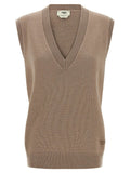 Fendi Beige Cashmere Sleeveless Jacket