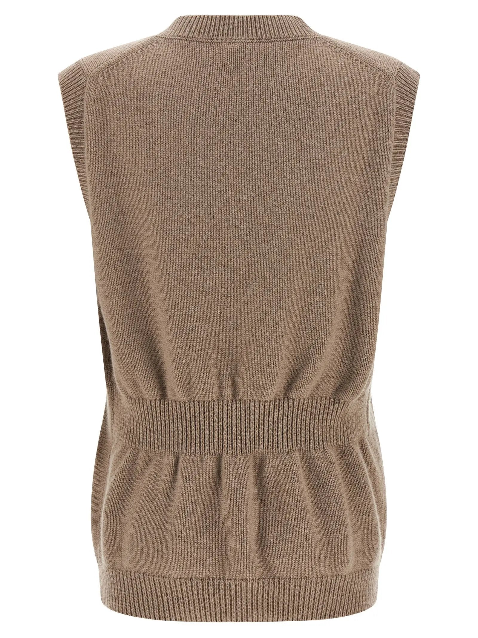 Fendi Beige Cashmere Sleeveless Jacket