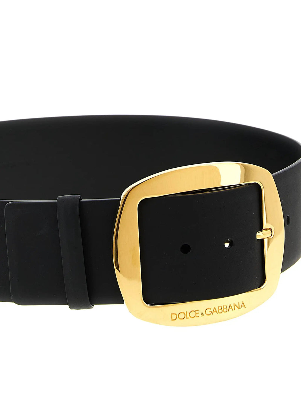 Ceinture Dolce &amp; Gabbana en cuir de veau noir, coupe classique
