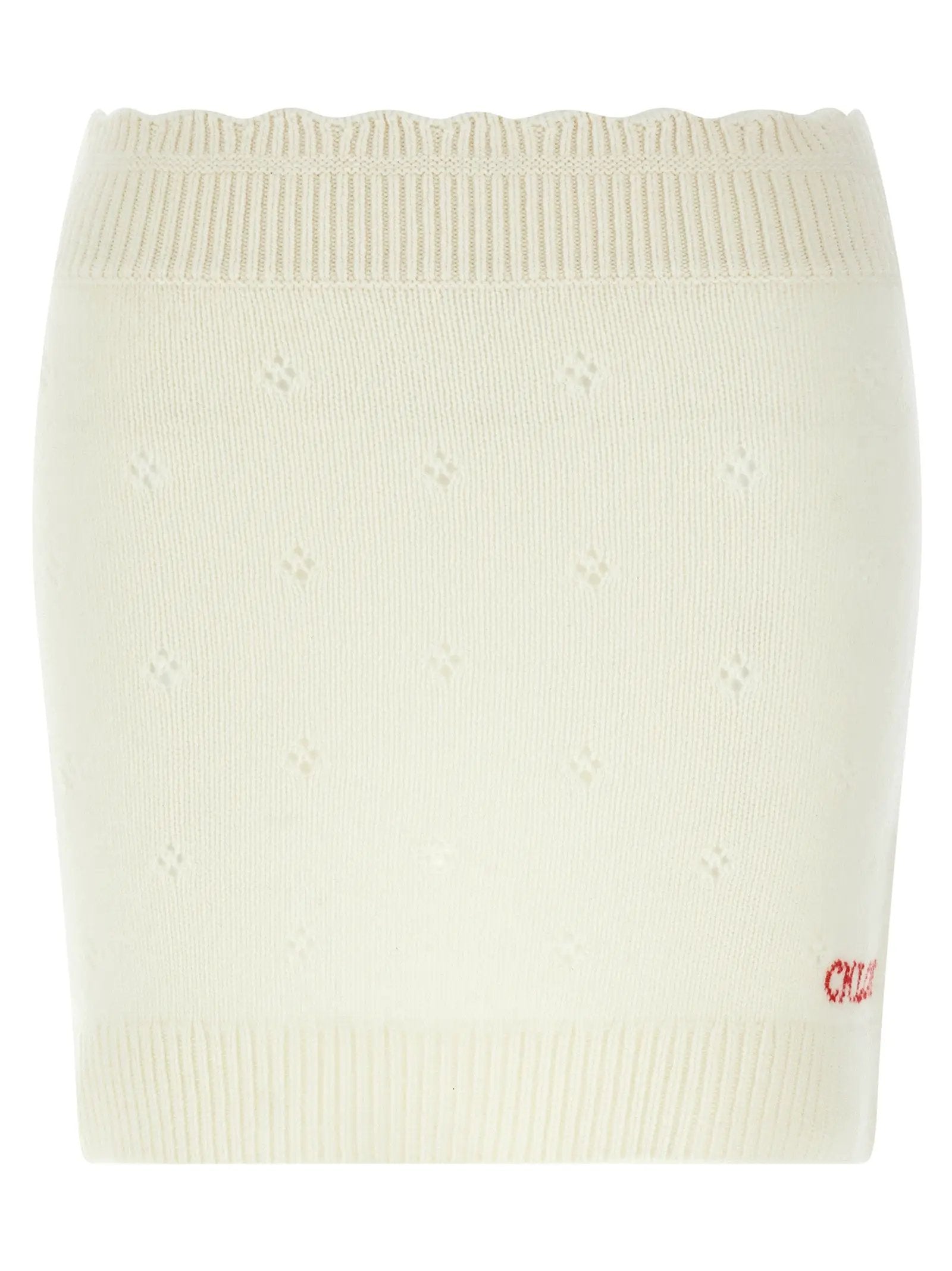 Chloé White Wool Long Skirt