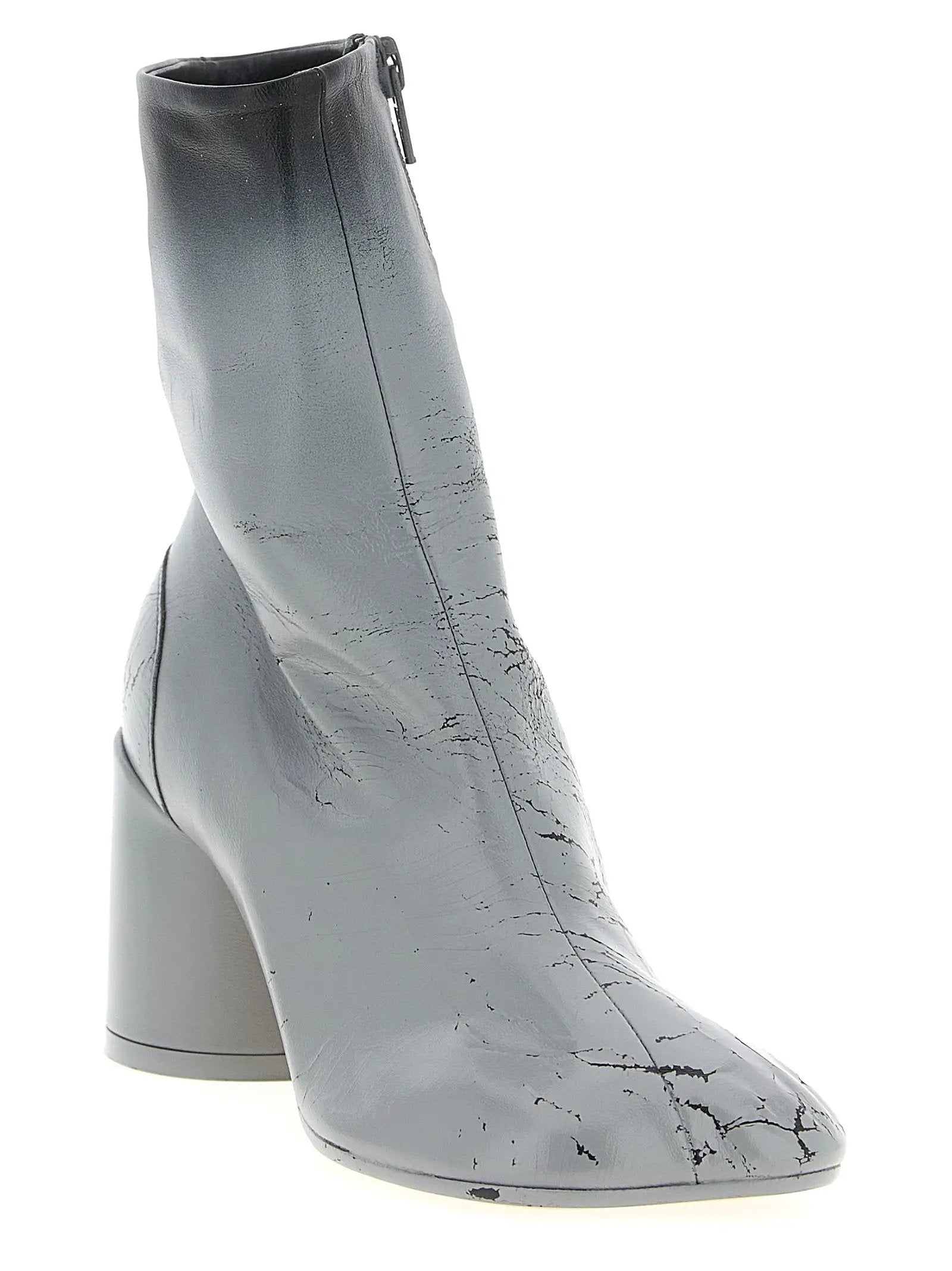 MM6 Maison Margiela Gray Lambskin Ankle Boots