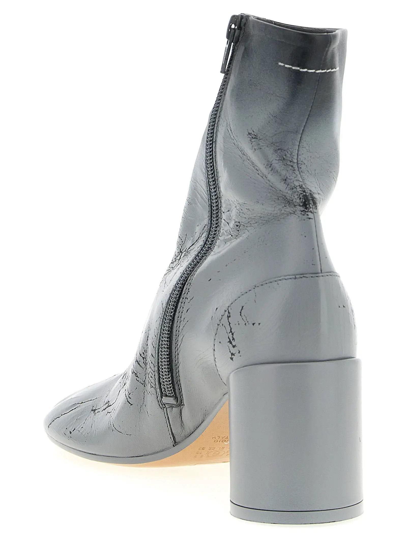 MM6 Maison Margiela Gray Lambskin Ankle Boots