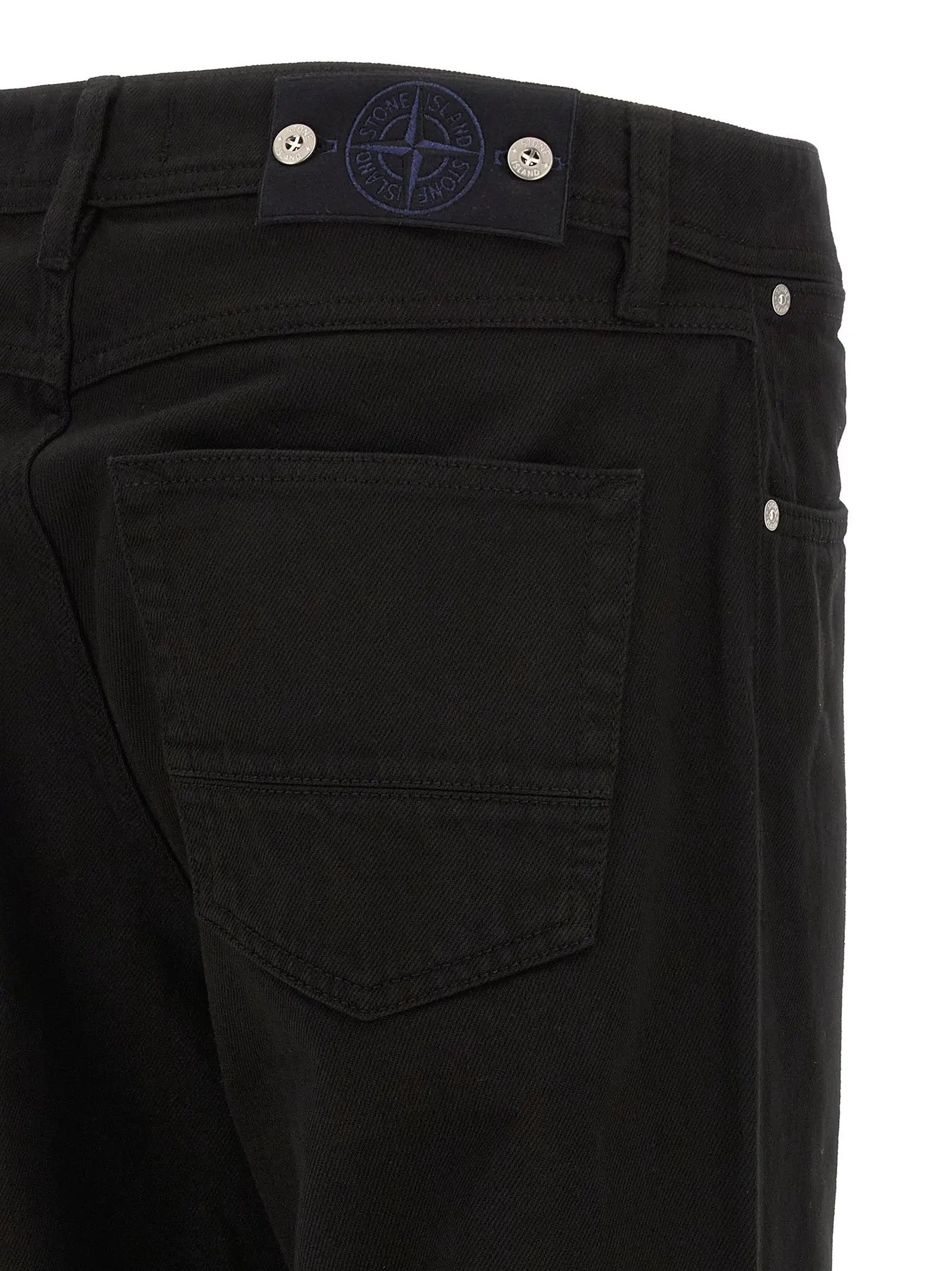 Stone Island Black Cotton Straight-Leg Jeans