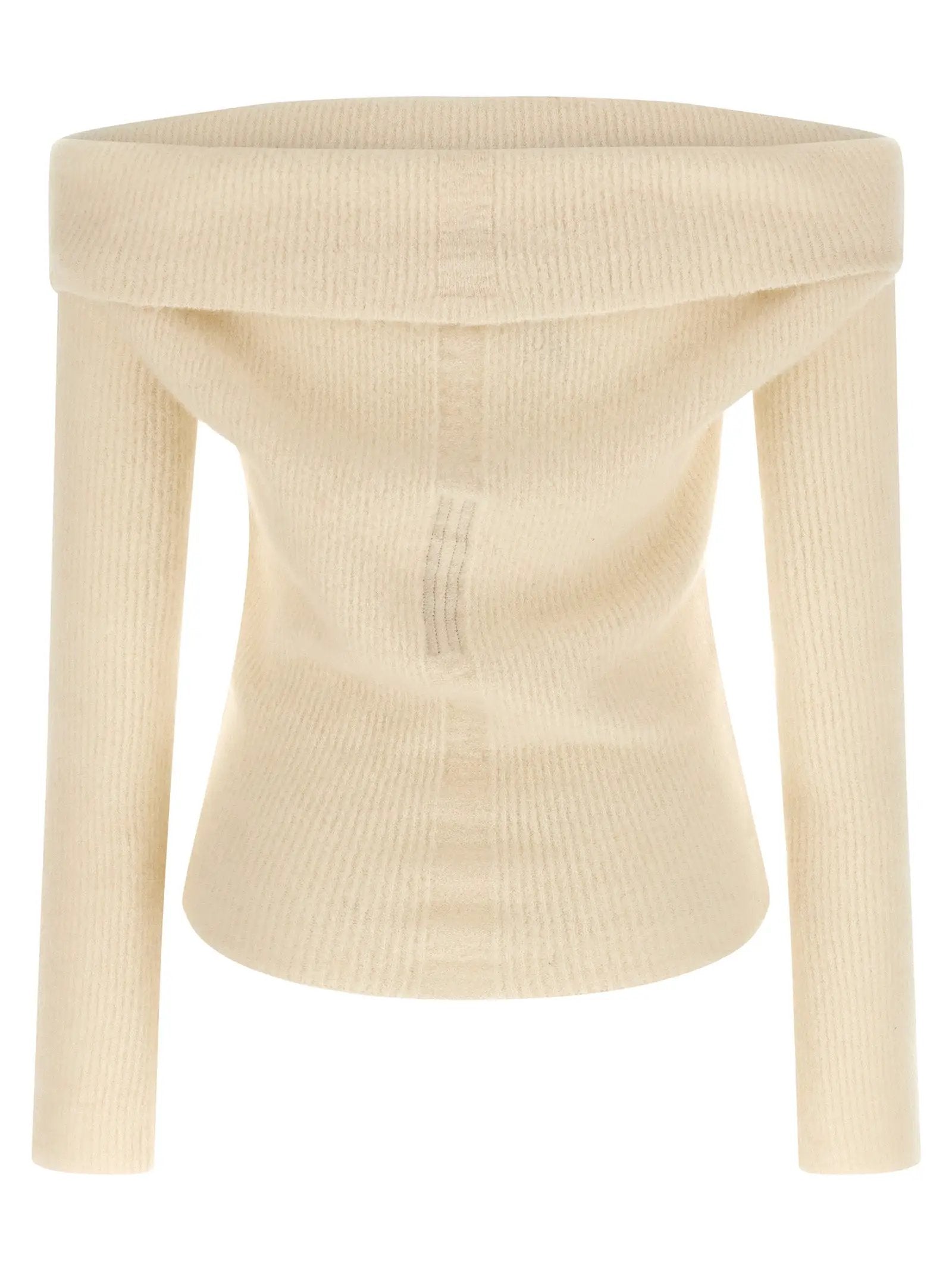 Rick Owens White Wool Cardigan