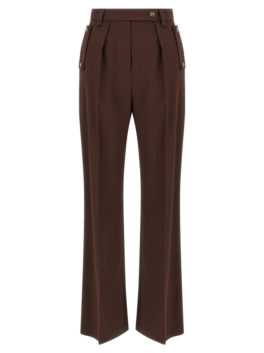 Elisabetta Franchi Brown Polyester Casual Pants