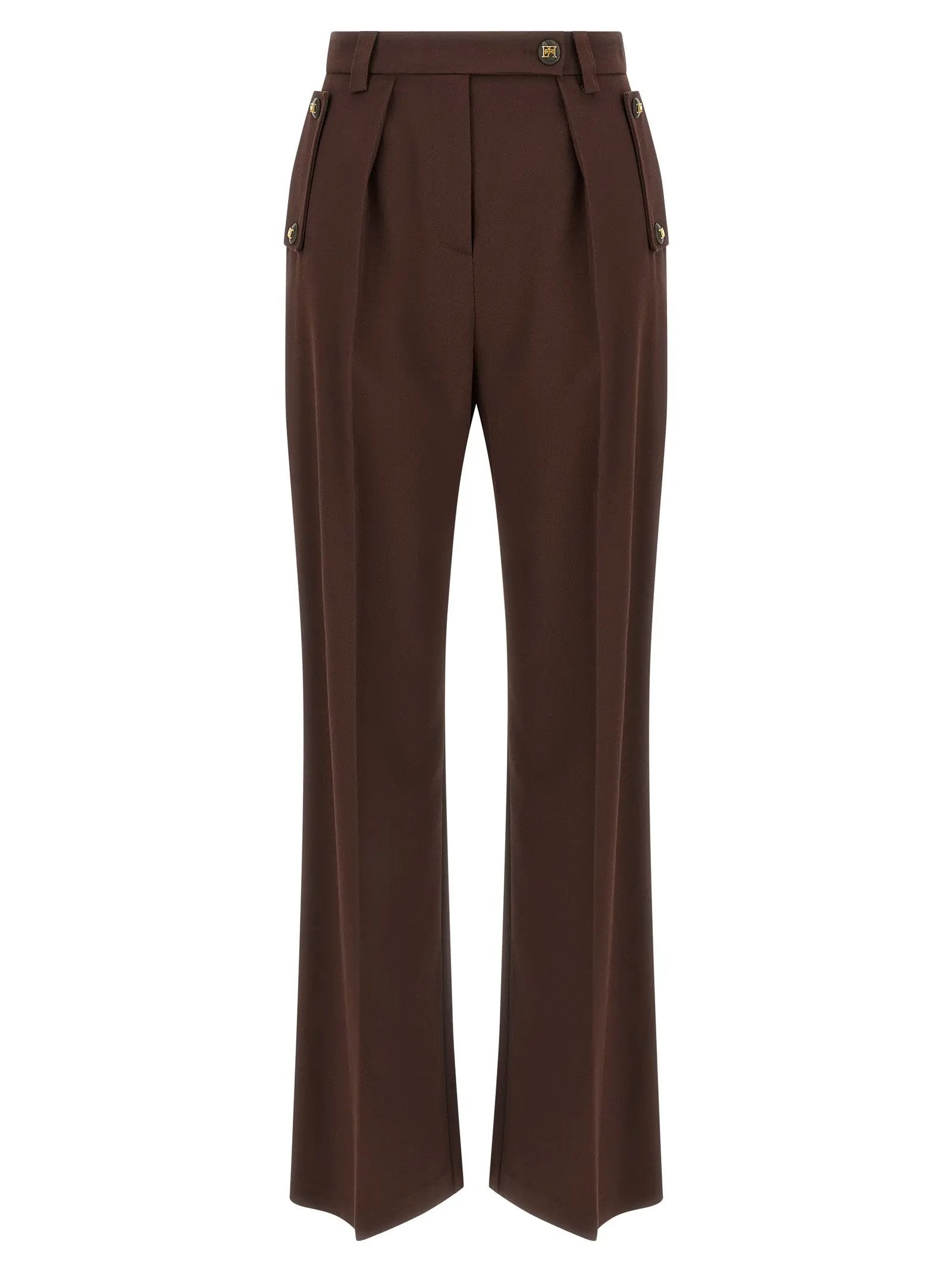 Elisabetta Franchi Brown Polyester Casual Pants